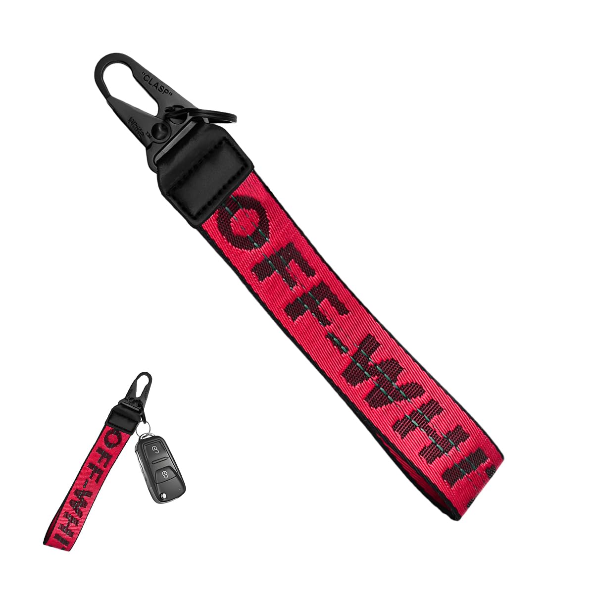 Durable Fabric Car Keychain Wrist Lanyard - Key Ring Holder for Car Keys, Wallets & Jeans Accessories - Red Color Auto Decor (Perfect for Everyday Use, Travel & Gift Giving)