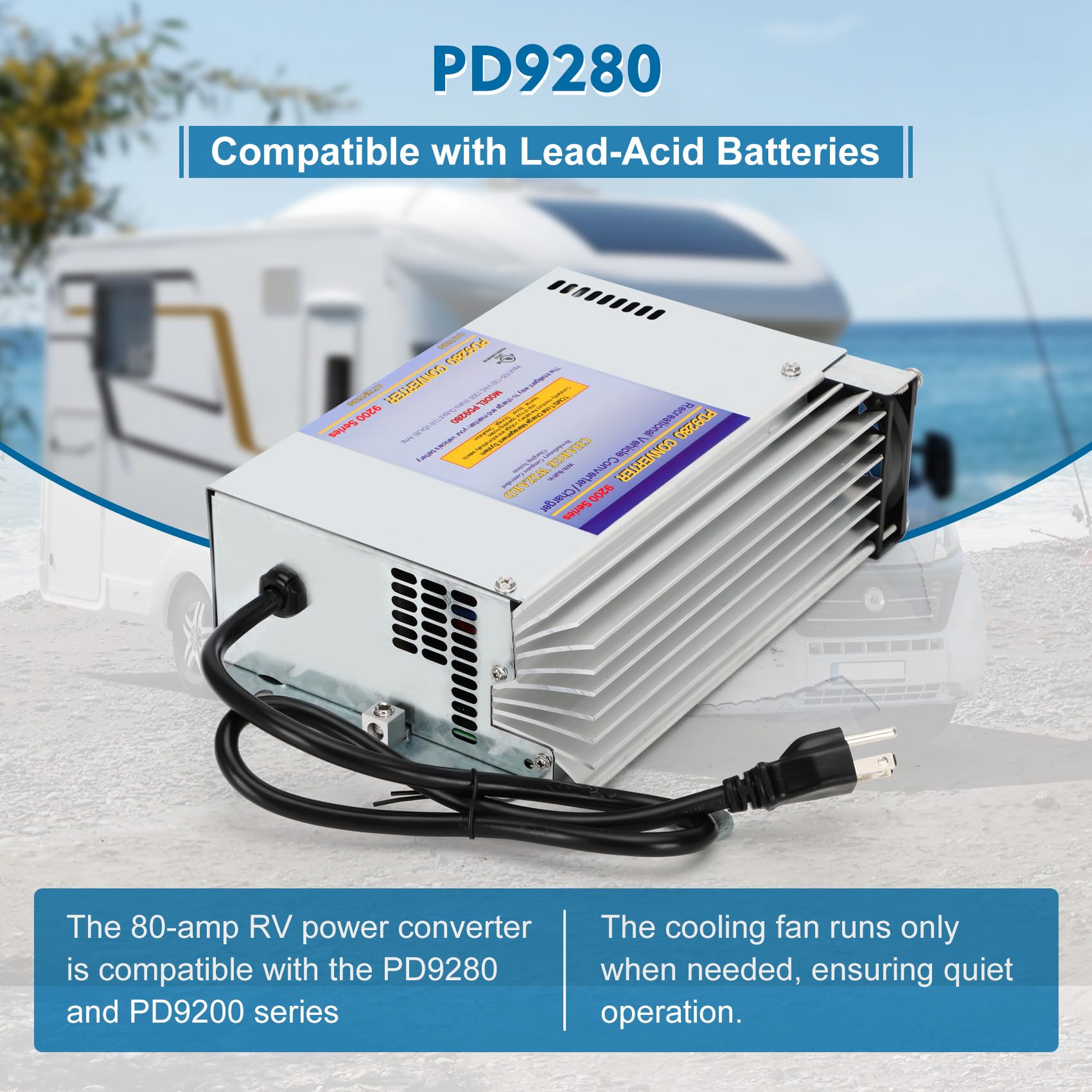 80A RV Inverter Converter Charger PD9280AV - Intelligent Power Converter & Battery Charger for Lead Acid Batteries - Compatible with PD9200 Series - Perfect for RV Campers, Trailers & Caravans - Keep Your RV Powered On The Road & Off-Grid Adventures