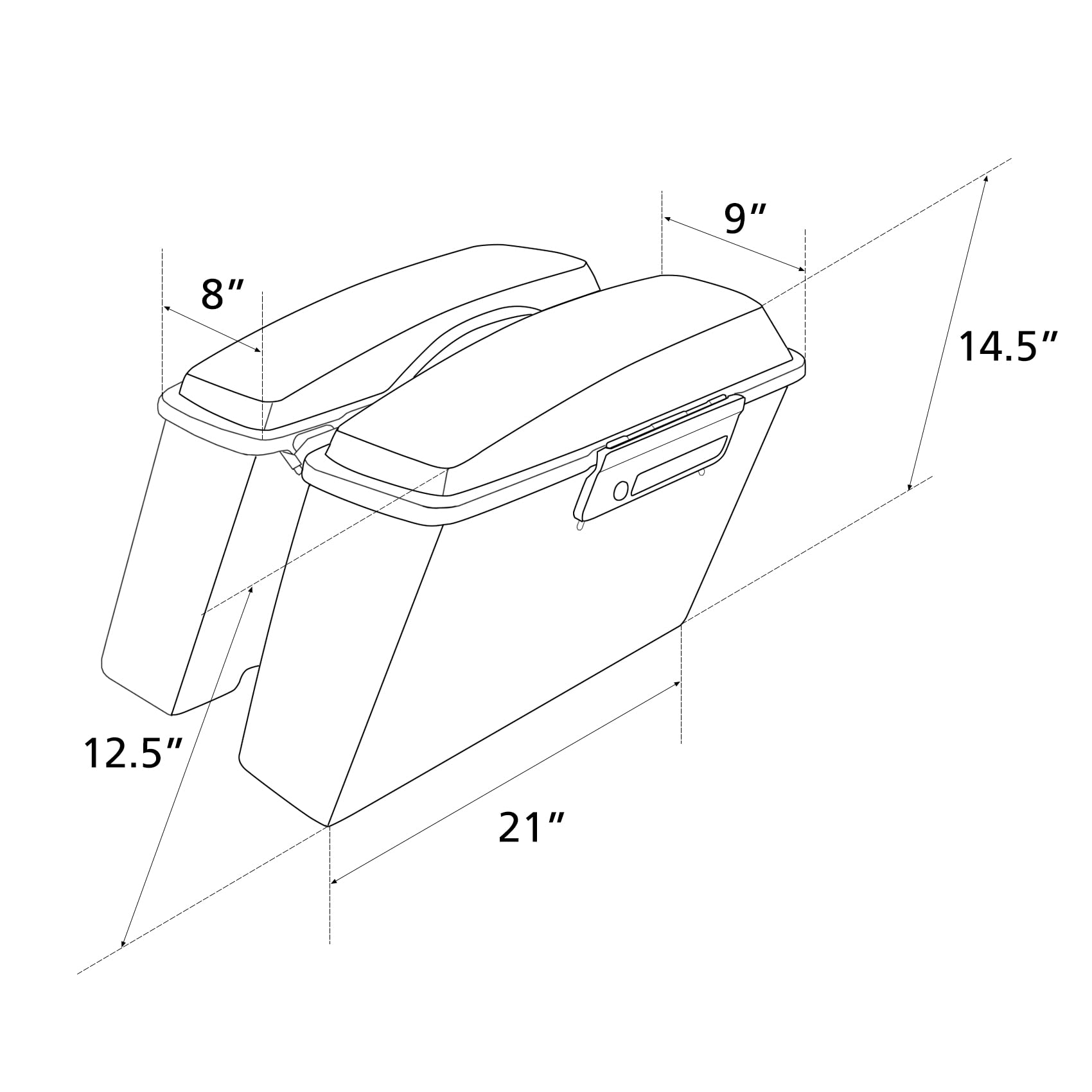 XFMT Motorcycle Matte Black Hard Saddlebags with Lids & Chrome Latches - Compatible with Harley Touring Road King, Street Glide, Road Glide, Electra Glide (1994-2013) - Durable Storage for Long Rides & Road Trips