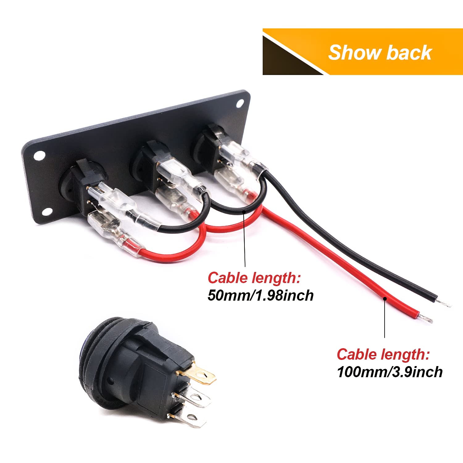 Mankk 3 Gang Rocker Switch Panel with 12V 20A LED Light - Waterproof Toggle Switch 3 Pin On/Off Blue LED Lighted Pre-Wired Round SPST Switch for Automotive, RV, Boat, Trailer, Marine & Off-Road Vehicles - Perfect for Dashboards, Control Panels & Electrical Systems