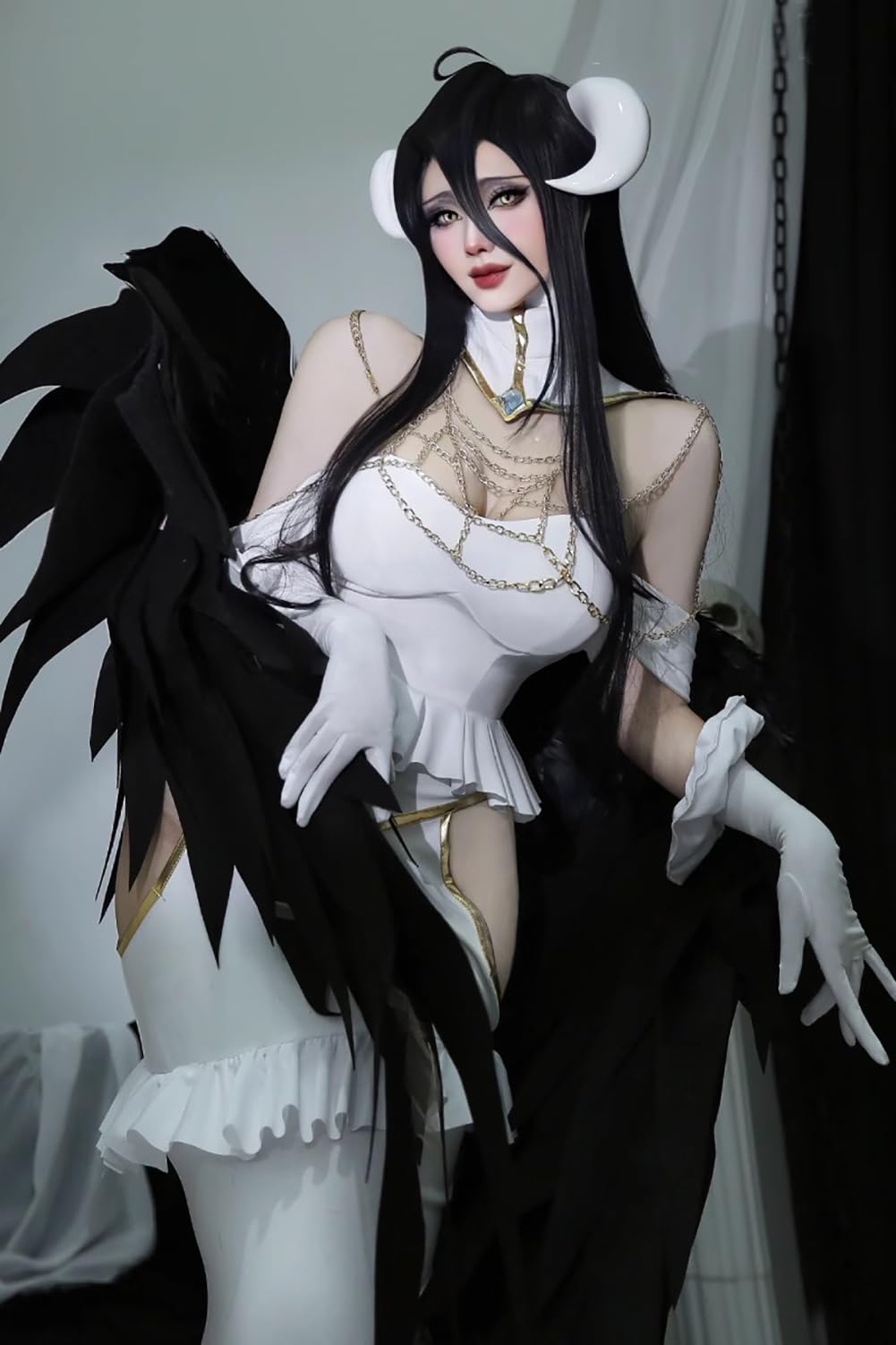 Overlord Albedo Cosplay Costume - Anime Deluxe Hollow Out Dress Suit for Women | Perfect for Halloween, Anime Conventions & Cosplay Events
