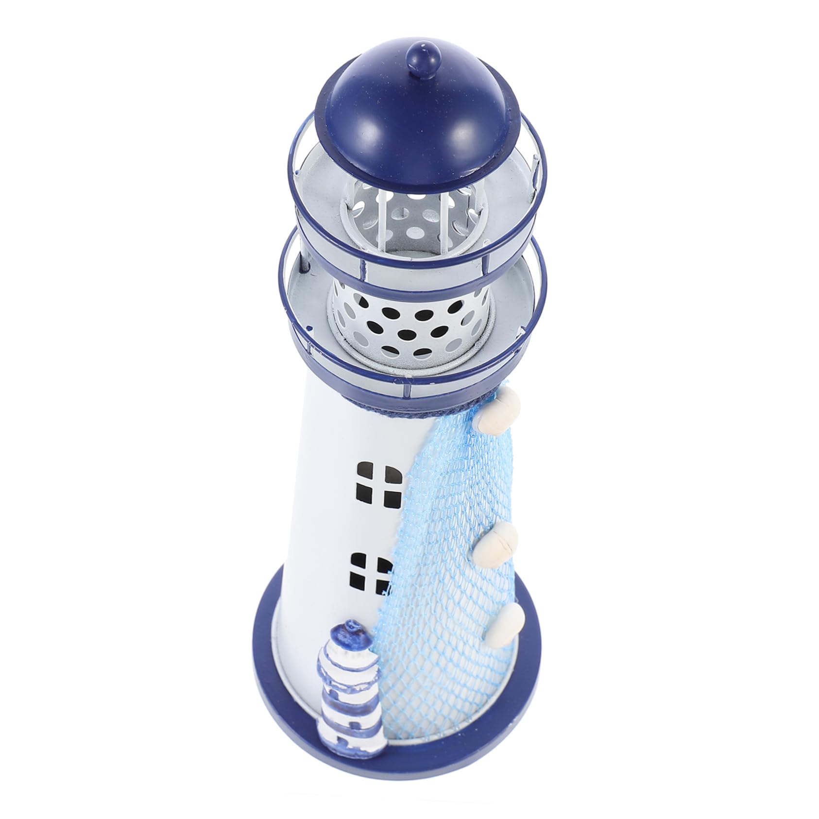 CAXUSD Mediterranean Lighthouse Metal Outdoor Decor - Vintage LED Desk Lamp, Night Light for Home & Garden, Unique Decorative Gift for Coastal & Nautical Theme Decorations | Perfect for Living Room, Bedside, Office Desk & Patio Lighting