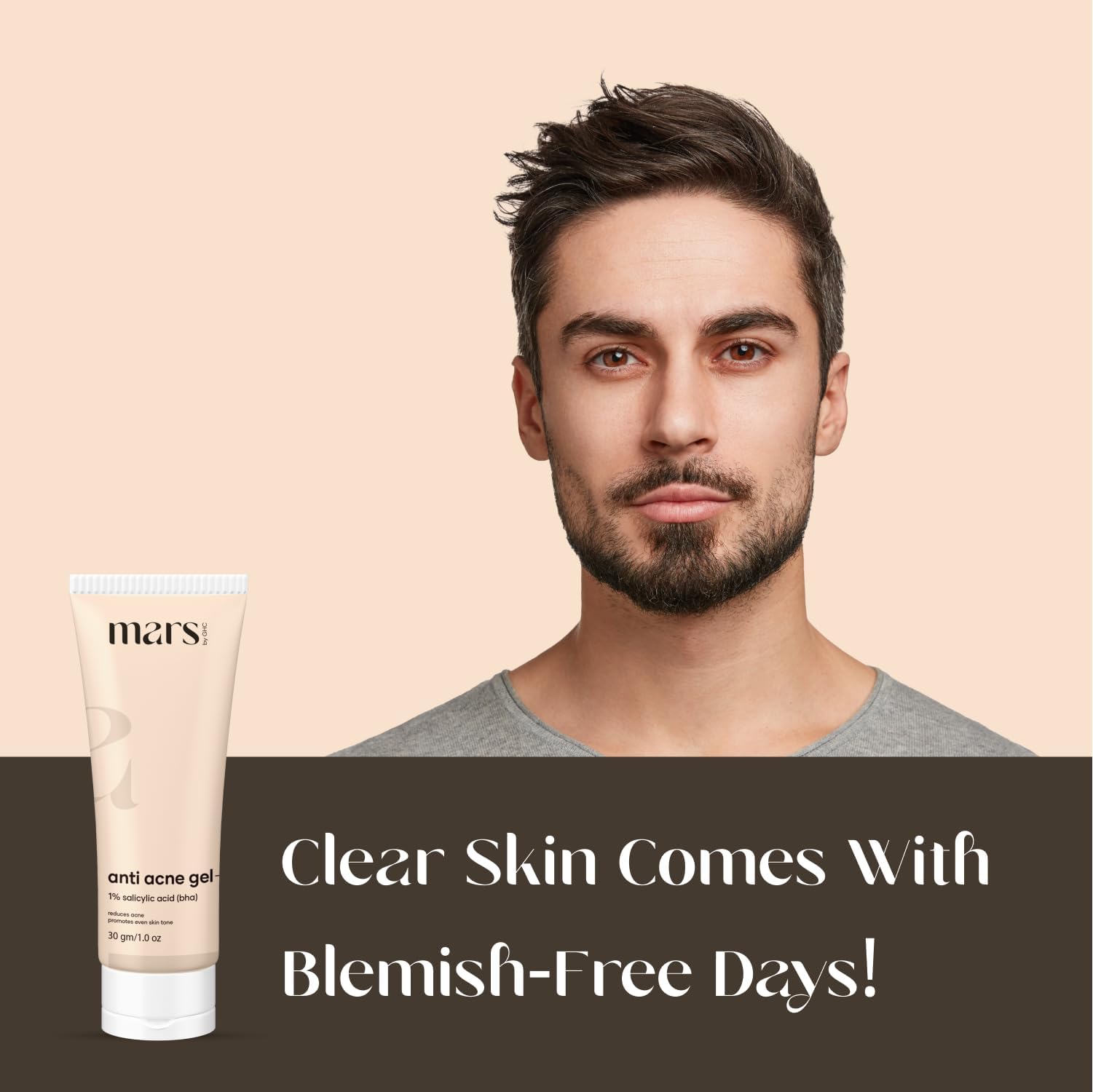 GHC Anti Acne Gel for Men with 1% Salicylic Acid & Niacinamide - Pimple Treatment for Clear Skin | Acne Spot Treatment Gel | Daily Skincare for Men | Perfect for Gym, Travel & Post-Shave Care