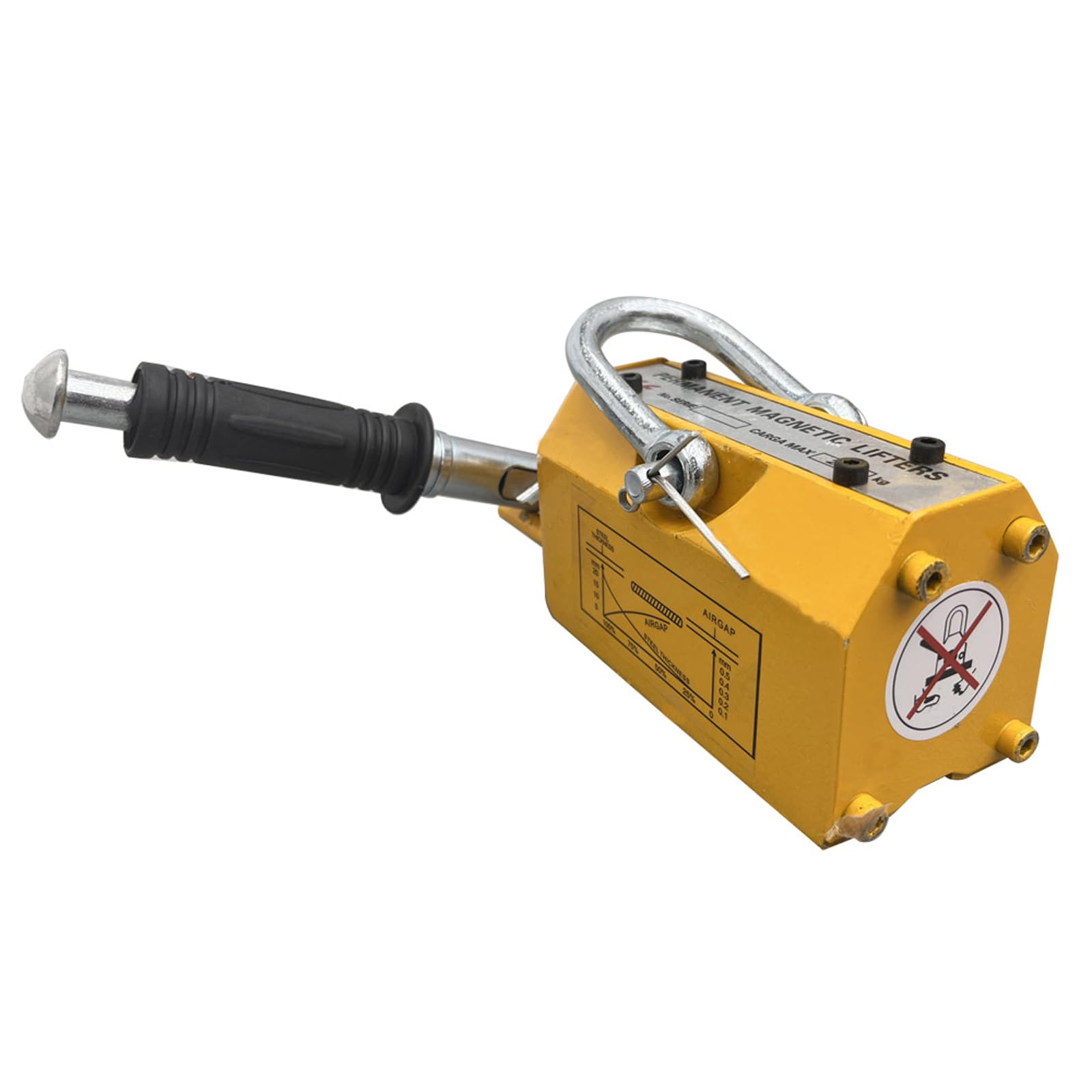 TECHTONGDA 440 lbs/200 kg Lifting Magnet with Release - Heavy Duty Permanent Neodymium Lift Magnet for Steel Plates, Blocks, Rods & Cylinders - Ideal for Construction, Metalworking & Industrial Material Handling