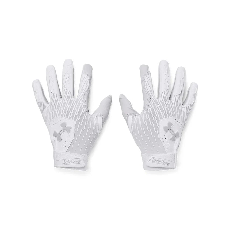 UA Youth Clean Up Batting Glove - White Baseball Training Gloves for Kids | Perfect for Little League Practice, Batting Cage & Fielding Drills