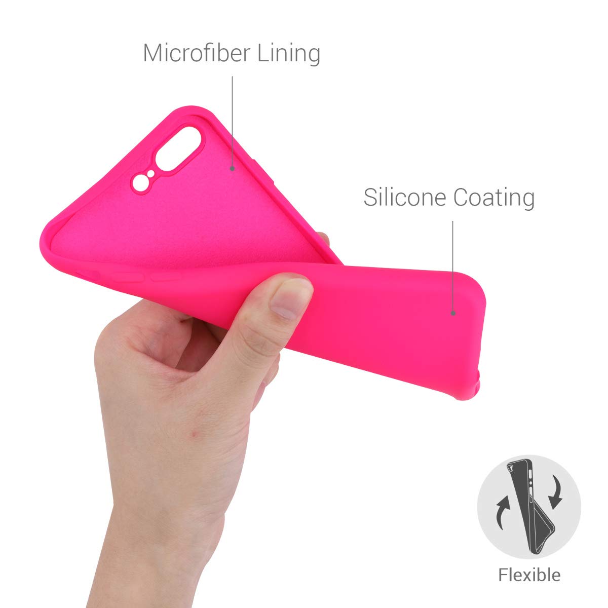 kwmobile Slim Protective TPU Silicone Phone Case for Apple iPhone 7 Plus/iPhone 8 Plus - Shockproof Cover with Non-Slip Grip in Neon Pink - Perfect for Everyday Use, Work & Outdoor Activities