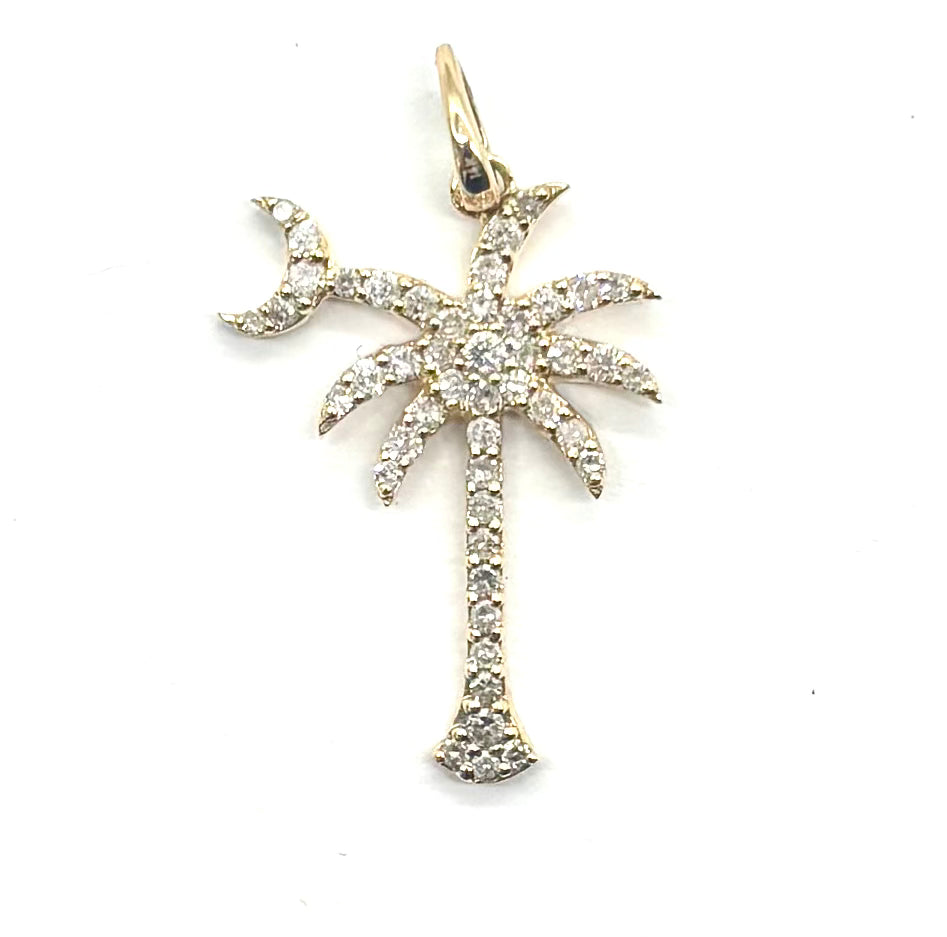 South Carolina Palmetto Moon Diamond Pendant Necklace - Elegant Jewelry for Women, Perfect for Gifts, Anniversaries & Special Occasions