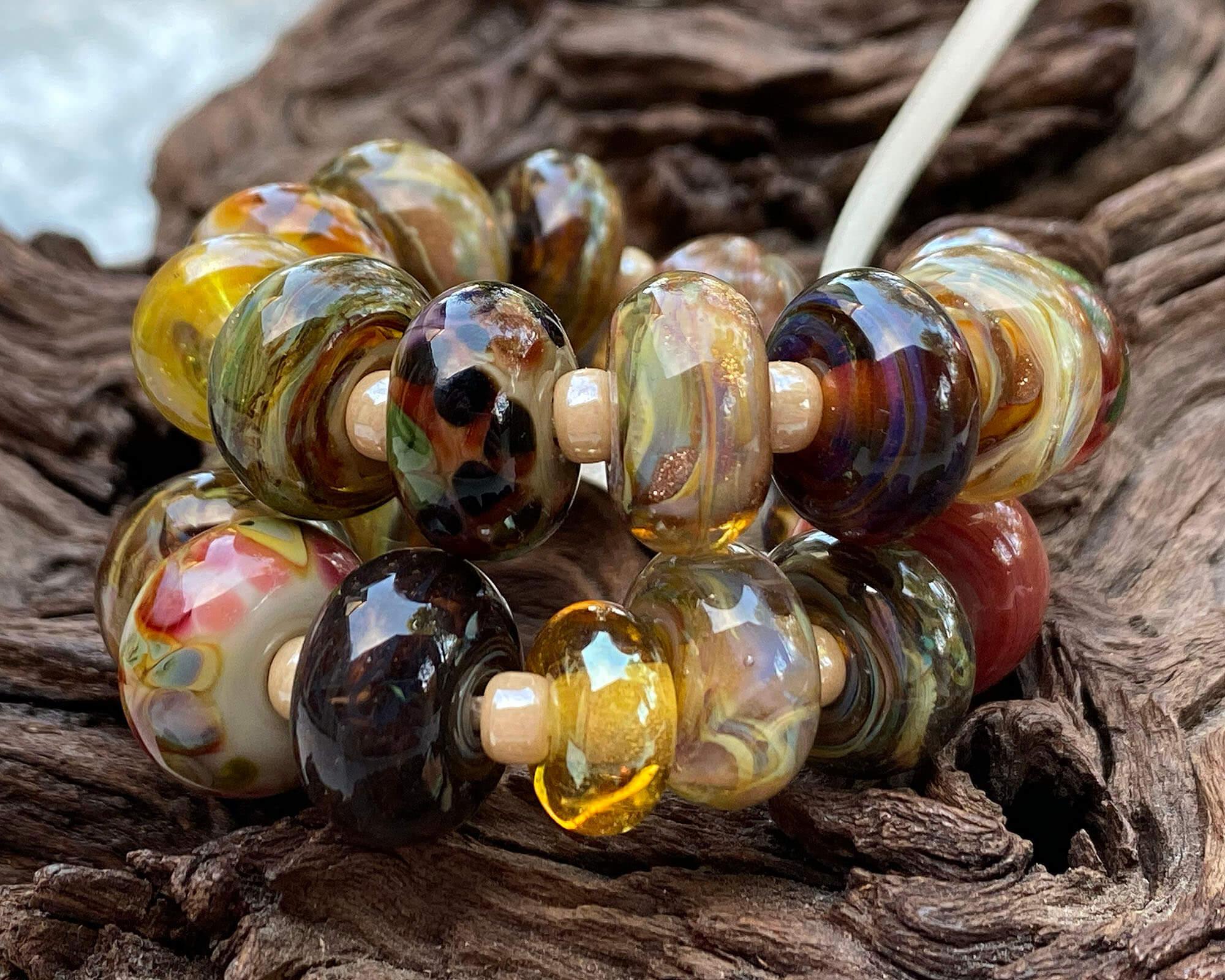 23pcs Brown Lampwork Beads Mix - Handmade Glass Beads for Jewelry Making, DIY Crafts, Bracelets & Necklaces - Perfect for Bohemian Style Accessories and Home Decor Projects
