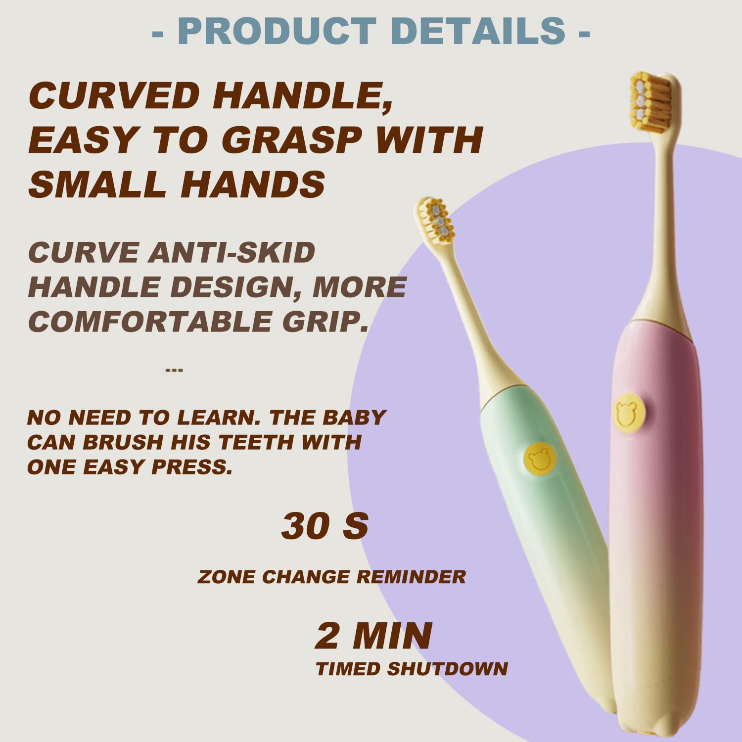 Kids Electric Sonic Toothbrush with 2-Minute Timer - Rechargeable USB-C Fast Charging Toothbrush for Children & Teens (Green) - Perfect for Daily Oral Care & Travel