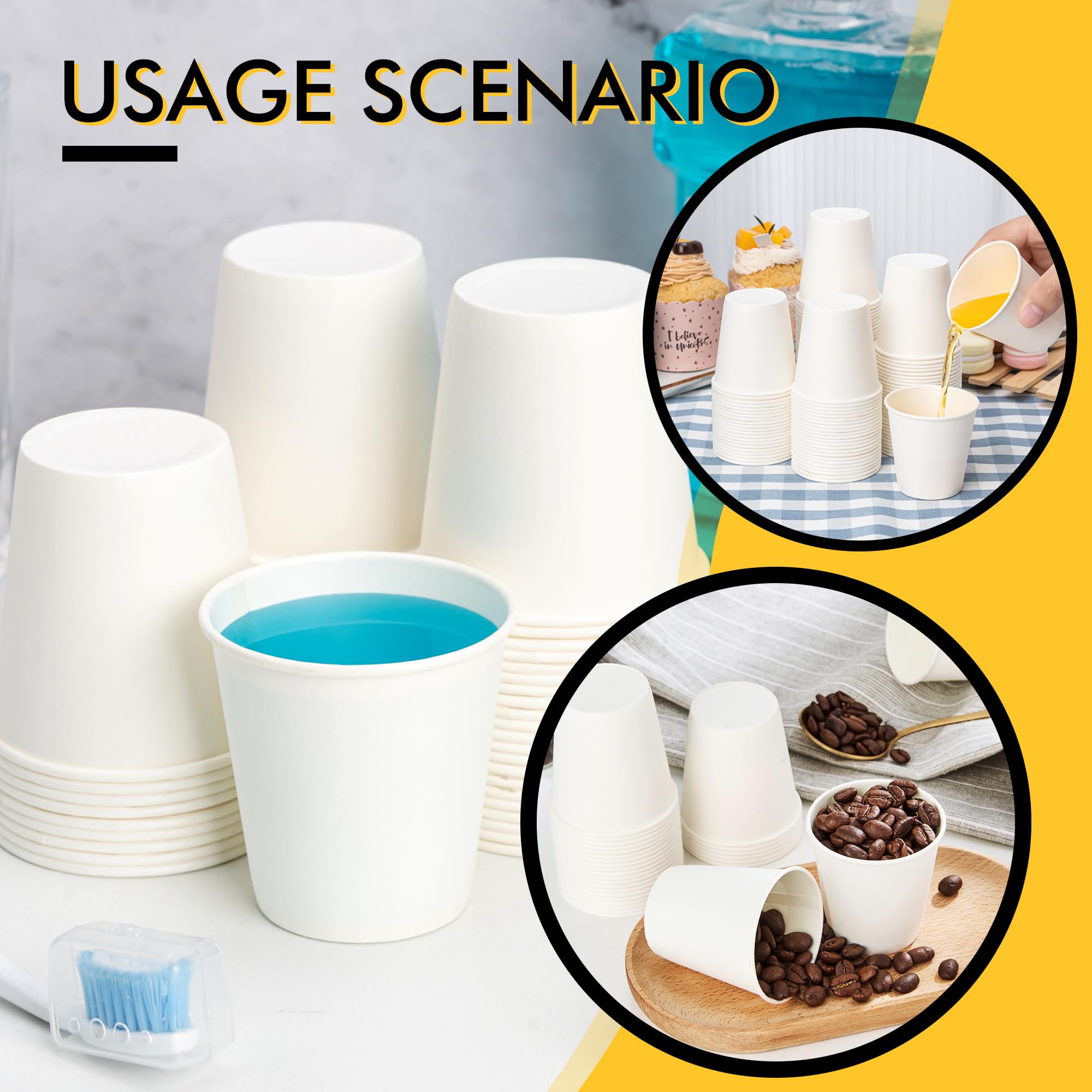RACETOP 300 Pack 3 oz Disposable Paper Cups - Small Bathroom & Mouthwash Cups for Party, Travel, Events, Picnic, BBQ - Perfect for Home, Office, and Restaurant Use
