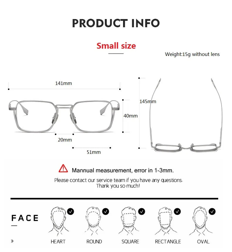 Aimee Unisex Full Rim Square Double Bridge Titanium Eyeglasses 4125 - Lightweight Durable Frame for Reading, Work & Fashion - Perfect for Office, School & Everyday Wear