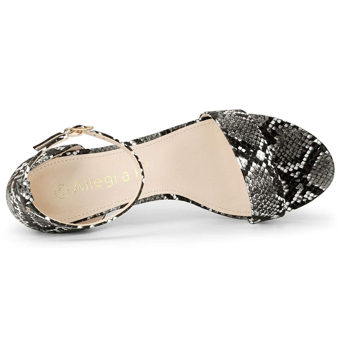 Allegra K Women's Snakeskin Chunky Heel Ankle Strap Sandals | Comfortable High Heels for Women | Perfect for Parties, Weddings & Evening Events