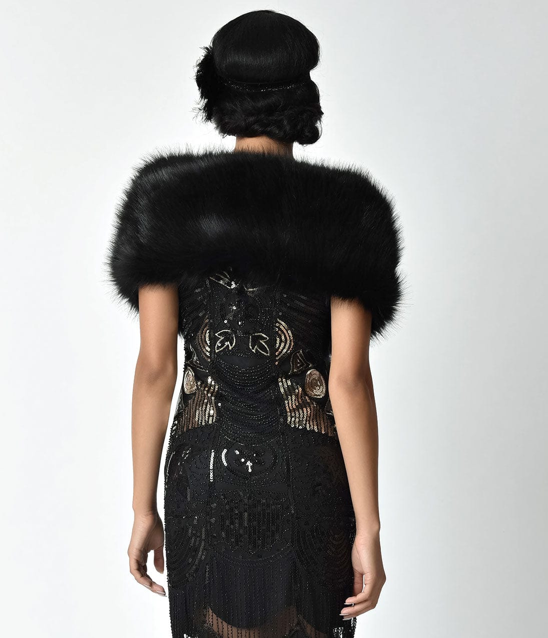 Vintage Black Faux Fur Stole Shawl - Elegant Winter Wrap for Women - Perfect for Weddings, Parties & Cold Weather Fashion