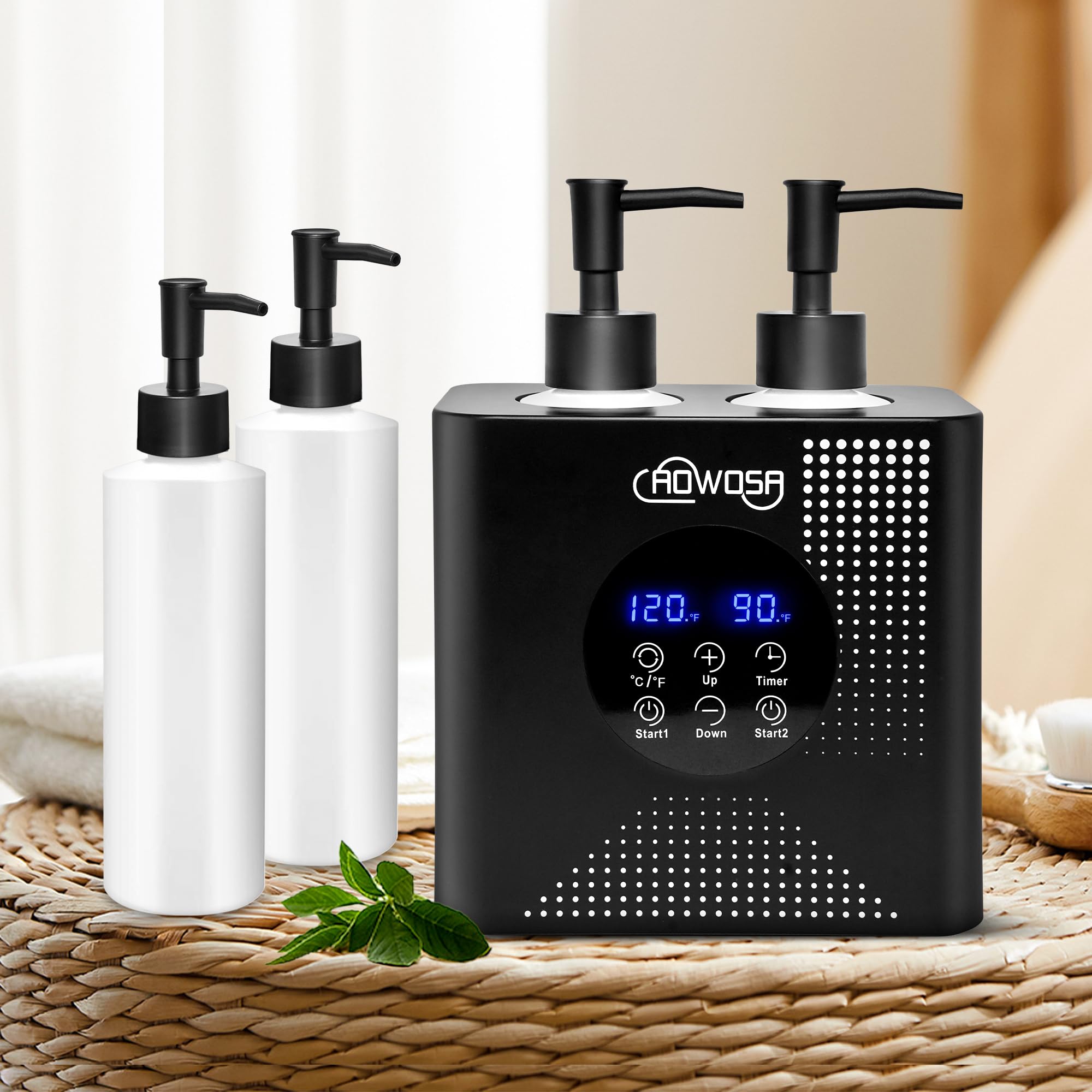Professional Electric Massage Oil Warmer with Digital Display & ℃/℉ Switch - Dual Bottle Heater for SPA, Beauty Salon & Home Use - Portable Lotion Warmer for Aromatherapy, Body Massage & Skin Care Treatments