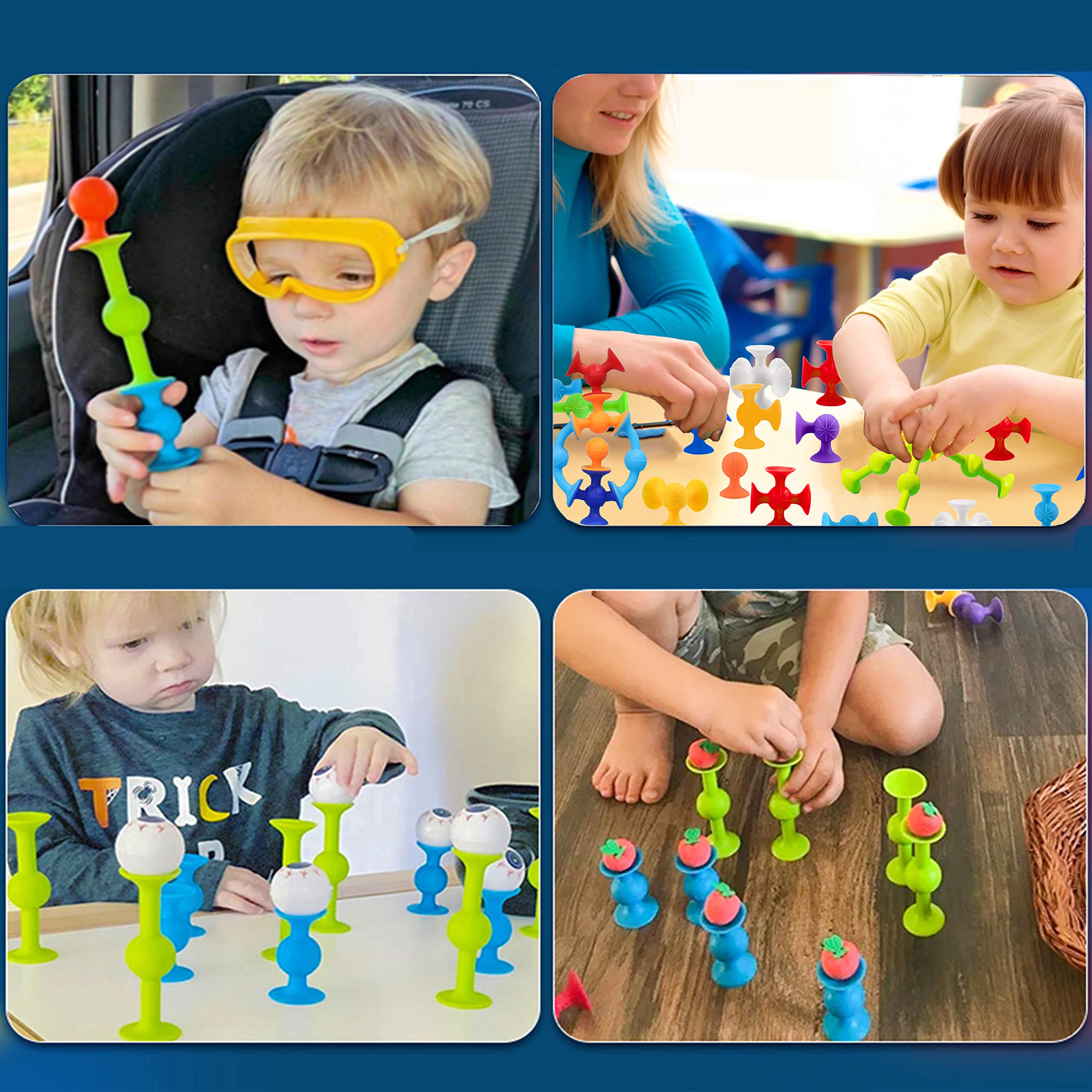 36-Piece Silicone Suction Bath Toys for Kids - Stacking, Sorting & Educational Toddler Toys with Strong Suction Cups | Fun Bath Time Learning & Easter Basket Stuffers for Preschoolers