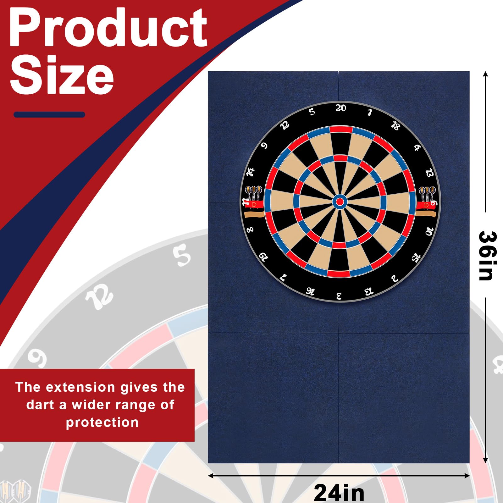 Professional Dartboard Wall Protectors - Extended Length for 17.75