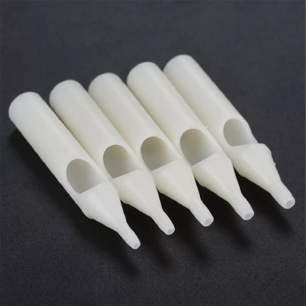 5RT Disposable Carbon Tattoo Needle Tips - Sterilized Round Nozzles for 5RL/5RS Tattoo Needles - Perfect for Tattoo Machine Guns & Professional Tattoo Artists - Ideal for Line Work, Shading, and Detailed Tattoo Designs