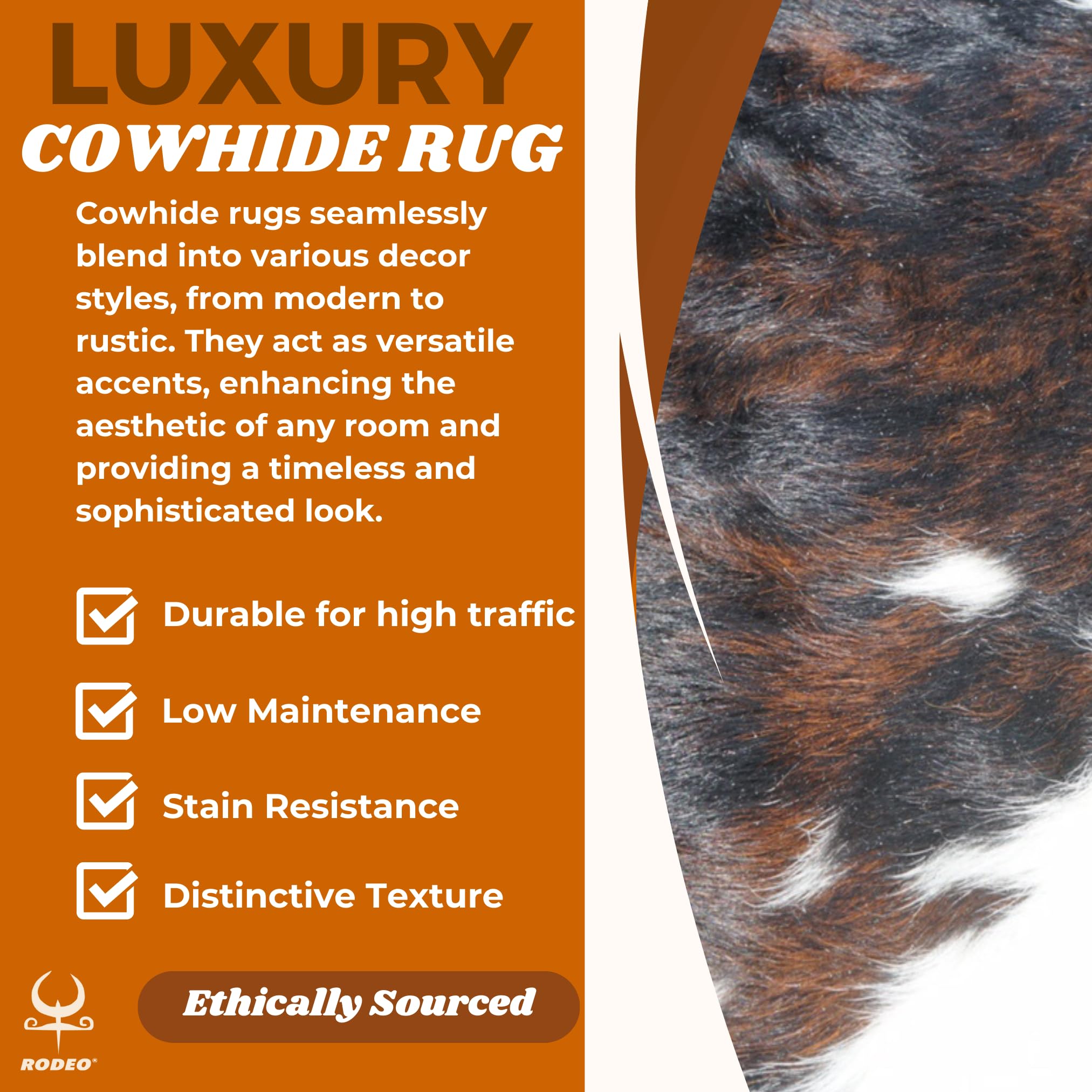 Authentic Rodeo Cowhide Rug - 6x7ft Genuine Leather Cowhide Carpet for Western & Country Home Decor - Hand-Selected Dark Chocolate Brown - Durable, Unique & Cozy - Perfect for Living Room, Cabin, Ranch or Lodge Decor