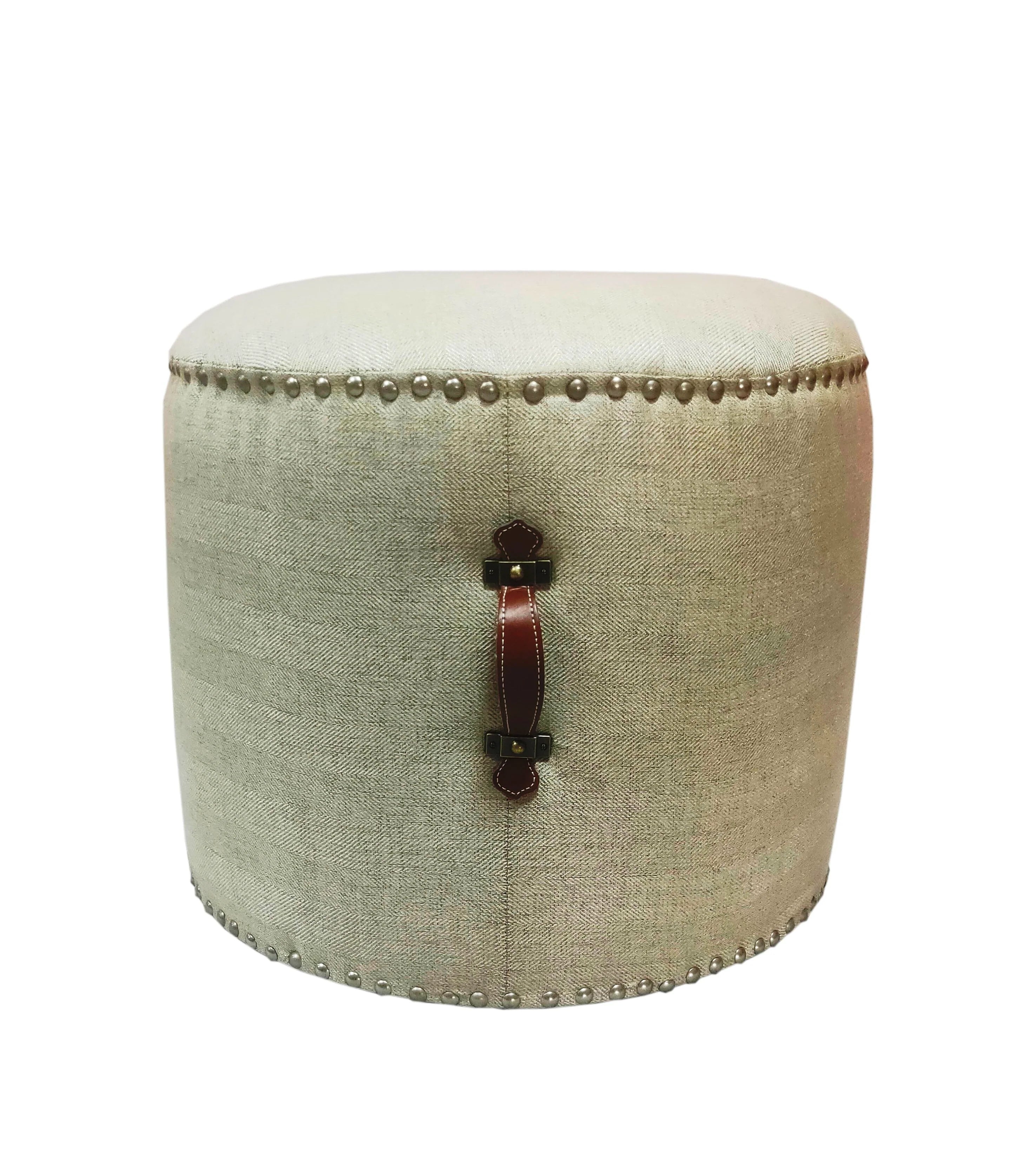 Johnhansson Natural Herringbone Ottoman - Handwoven Storage Footstool with Removable Cushion | Living Room, Bedroom & Nursery Decor | Perfect for Small Spaces & Home Organization