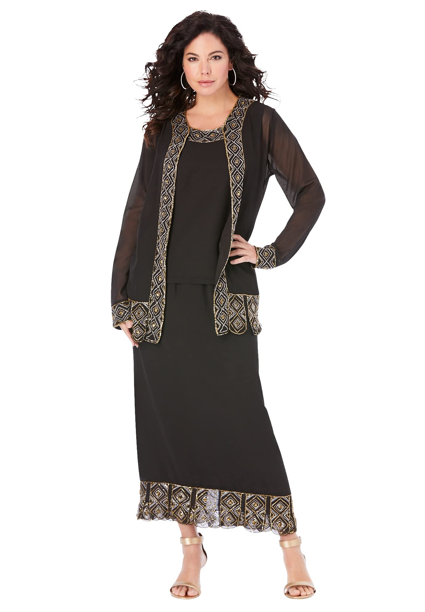 Romantic Beaded Plus Size Skirt Set for Women - Elegant & Comfortable Outfit for Parties, Weddings & Special Occasions