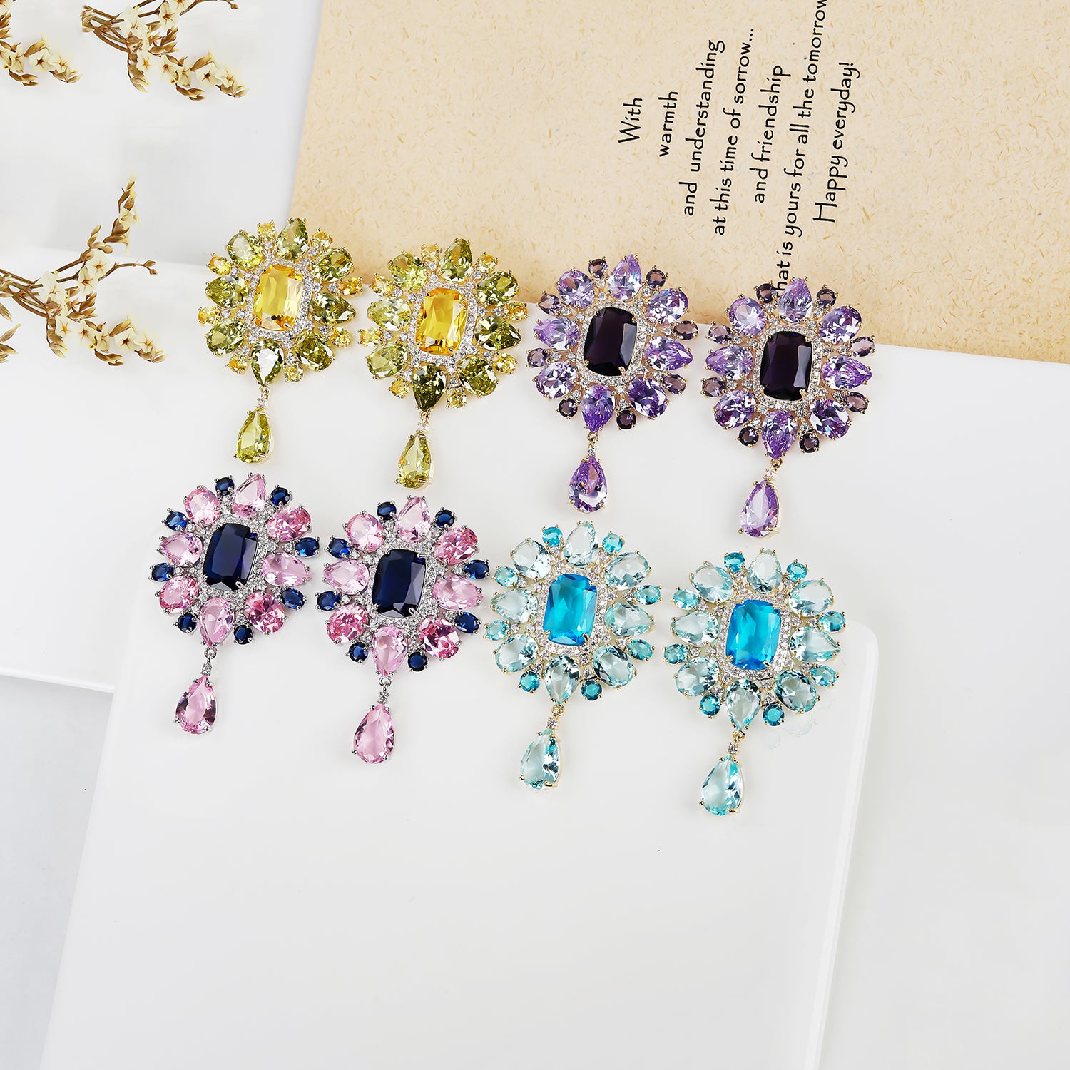 Elegant Cubic Zirconia Wedding Earrings for Women - Dangle Drop Bridal Jewelry Set - Perfect for Weddings, Prom & Special Occasions