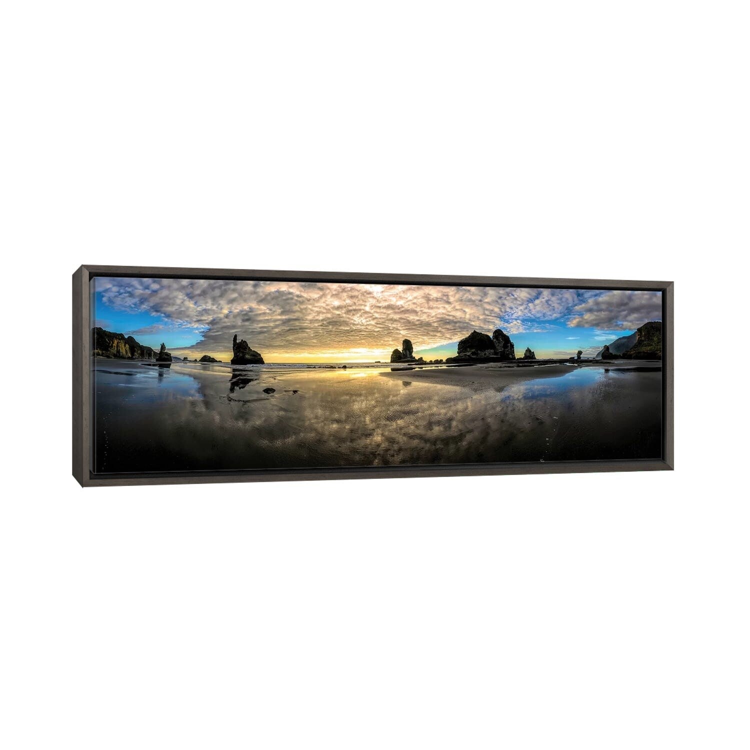 Before Sunset at Motukiekie Beach West Coast New Zealand - Framed Landscape Wall Art Print by OLena Art | Coastal Home Decor, Office Wall Decor, Gift for Nature Lovers