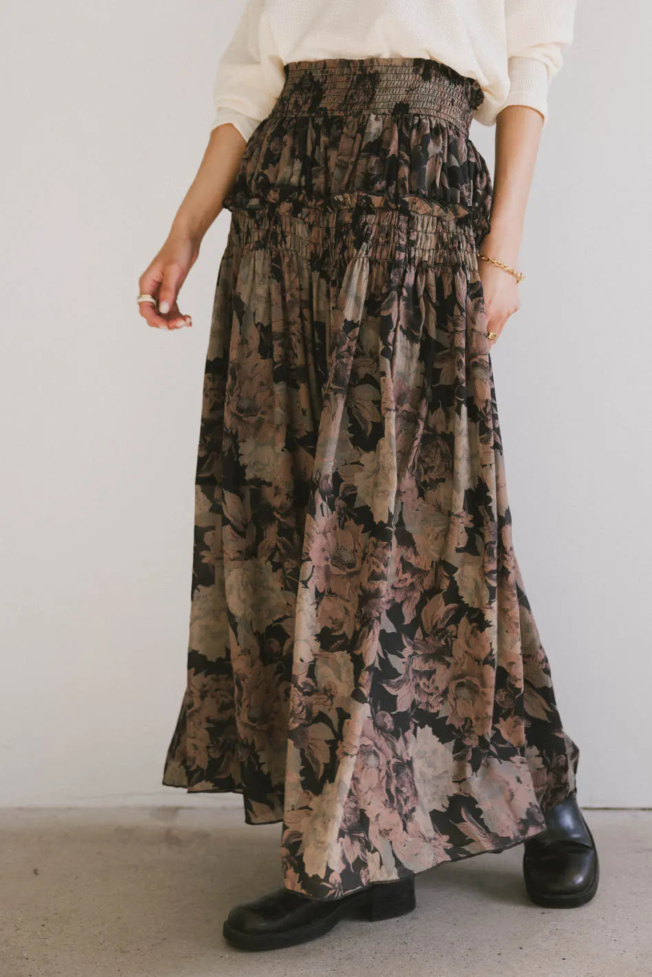 Black Heather Floral Maxi Skirt for Women | Boho Summer Beach Dress | Perfect for Vacations, Weddings & Casual Outings