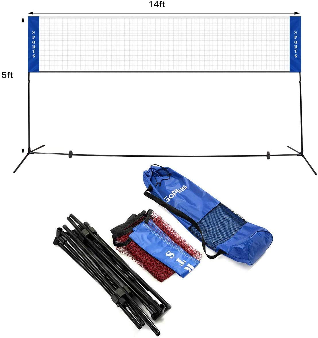 10ft Portable Badminton Net Set with Stand & Carry Bag - Professional Sports Training Net for Badminton, Tennis, Volleyball - Perfect for Kids & Adults - Indoor/Outdoor Court Use for School, Competition & Backyard Games
