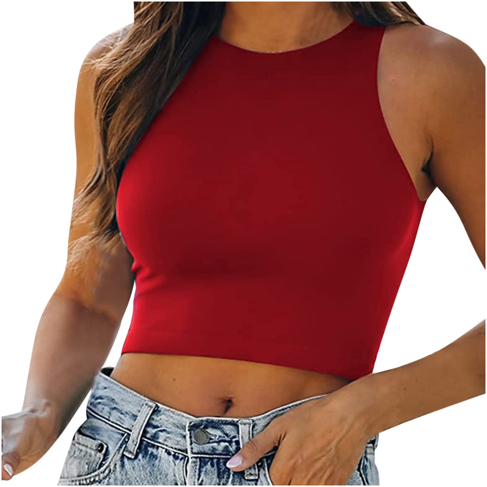 Trendy Women's Crop T-Shirts - Cute Basic Tight Round Neck Short Sleeve Blouse for Summer | Casual Wear, Beach Outfits, Street Style Fashion