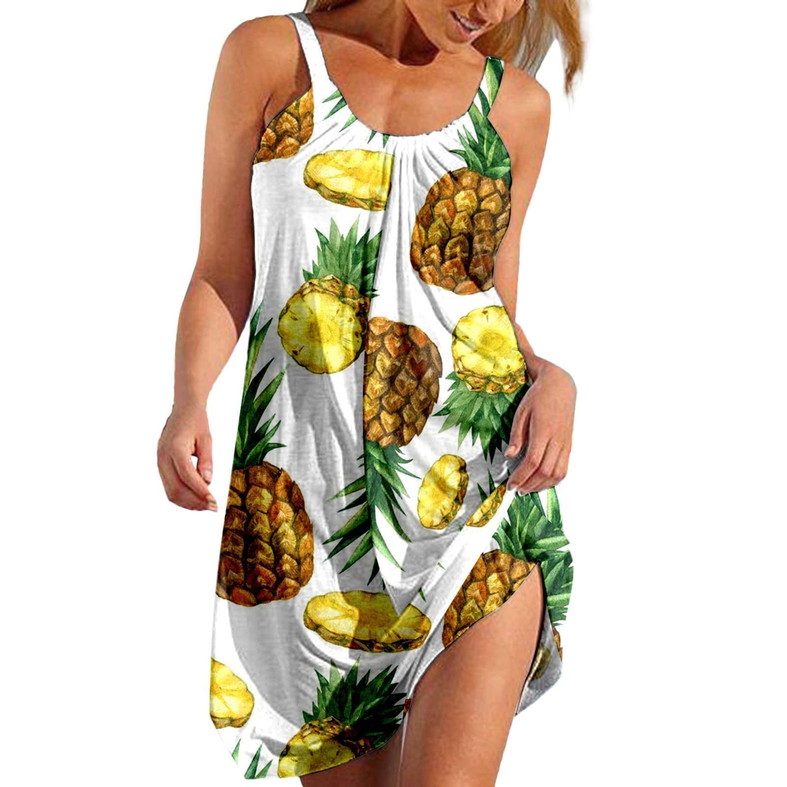 Women's Summer Sun Dresses - Sexy Sleeveless Boho Beach Dress with Cute Print, Loose Flowy Design for Vacation, Pool Party & Casual Outings