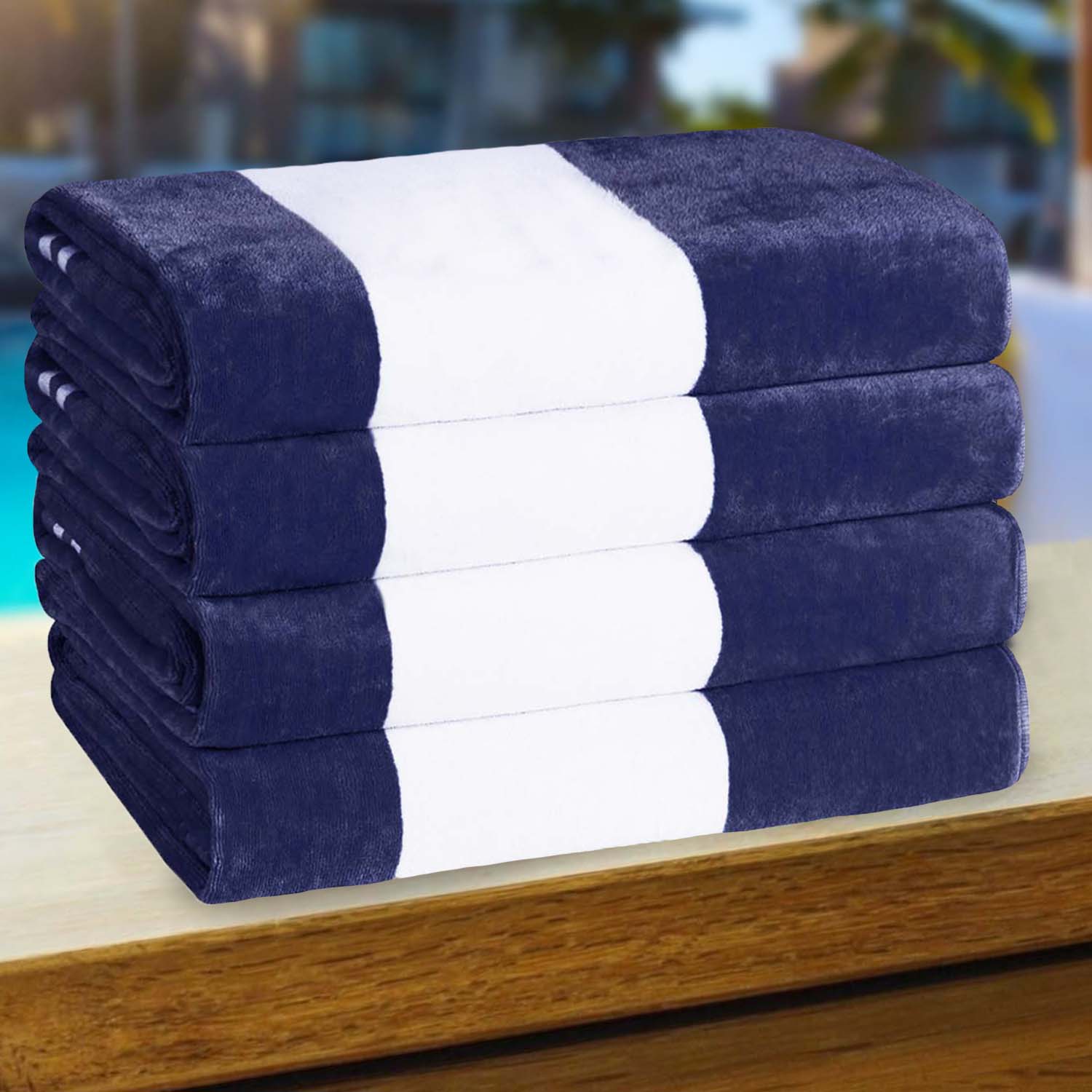 Premium Cabana Stripe Oversized Cotton Beach Towel Set of 2, 4, or 6 - Soft, Absorbent & Quick-Drying for Pool, Beach, Vacation & Spa Use