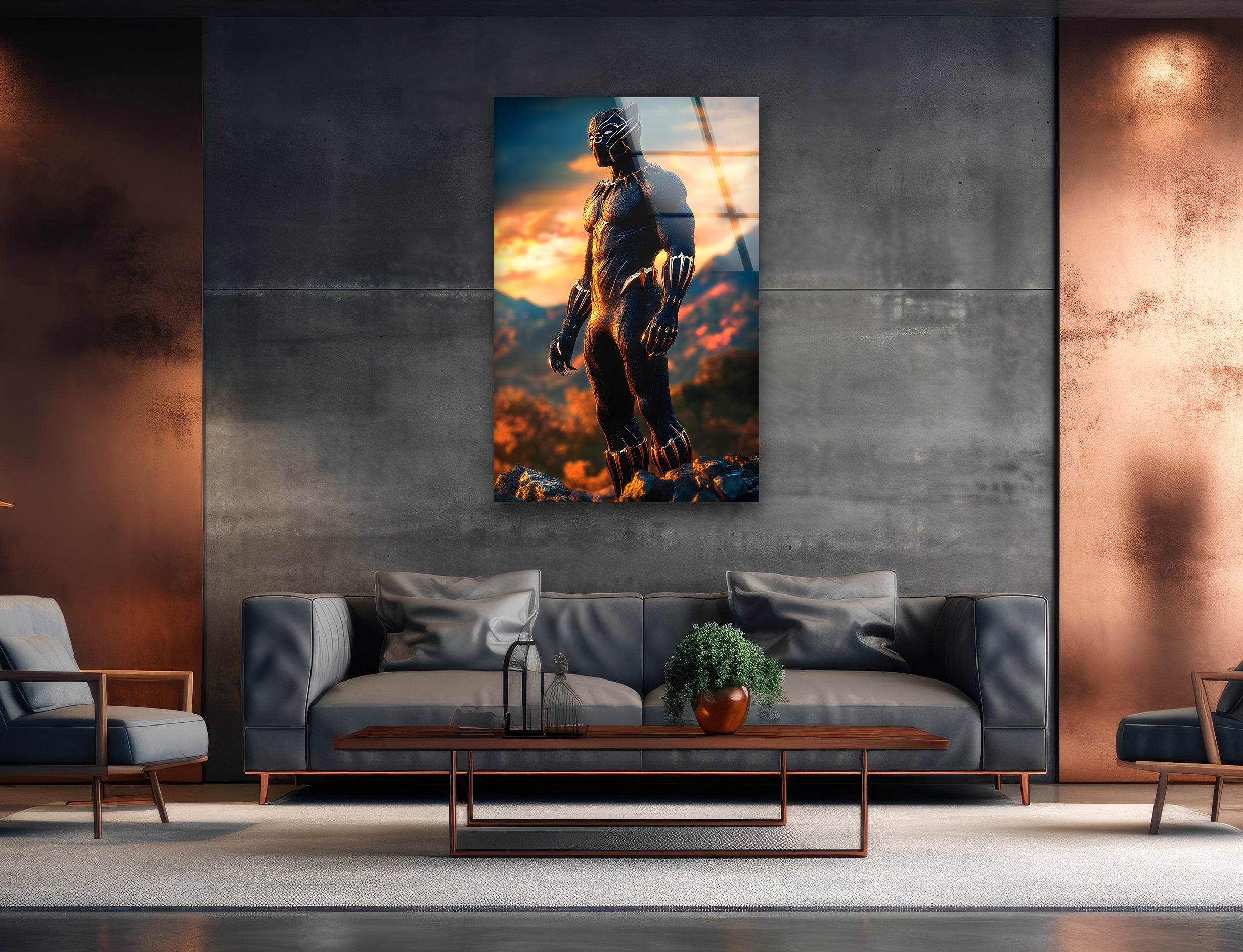 Black Panther Body Glass Wall Art - Stunning 3D Animal Decor for Living Room, Bedroom & Office - Perfect Modern Home & Gift Idea