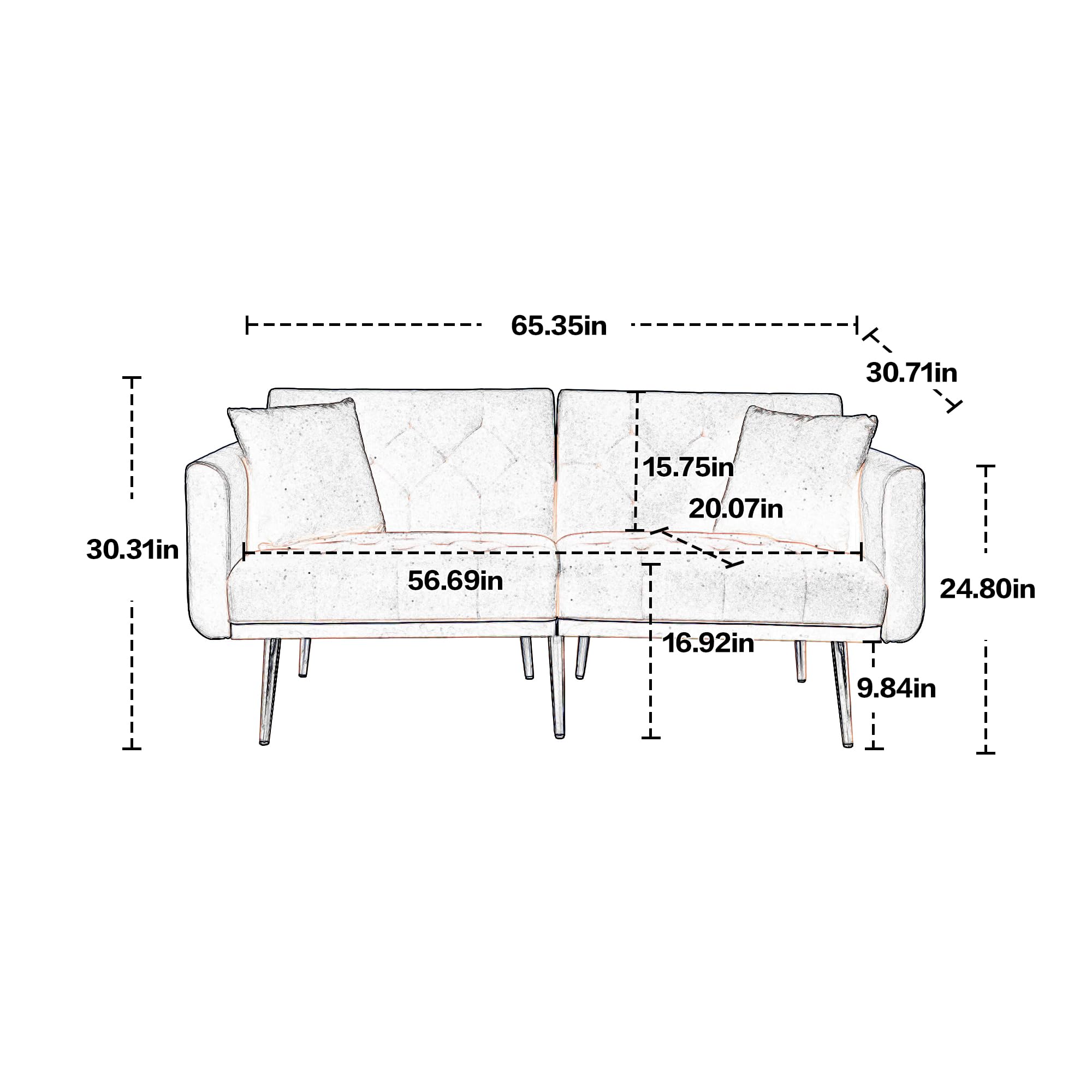 Velvet Loveseat Sofa 65