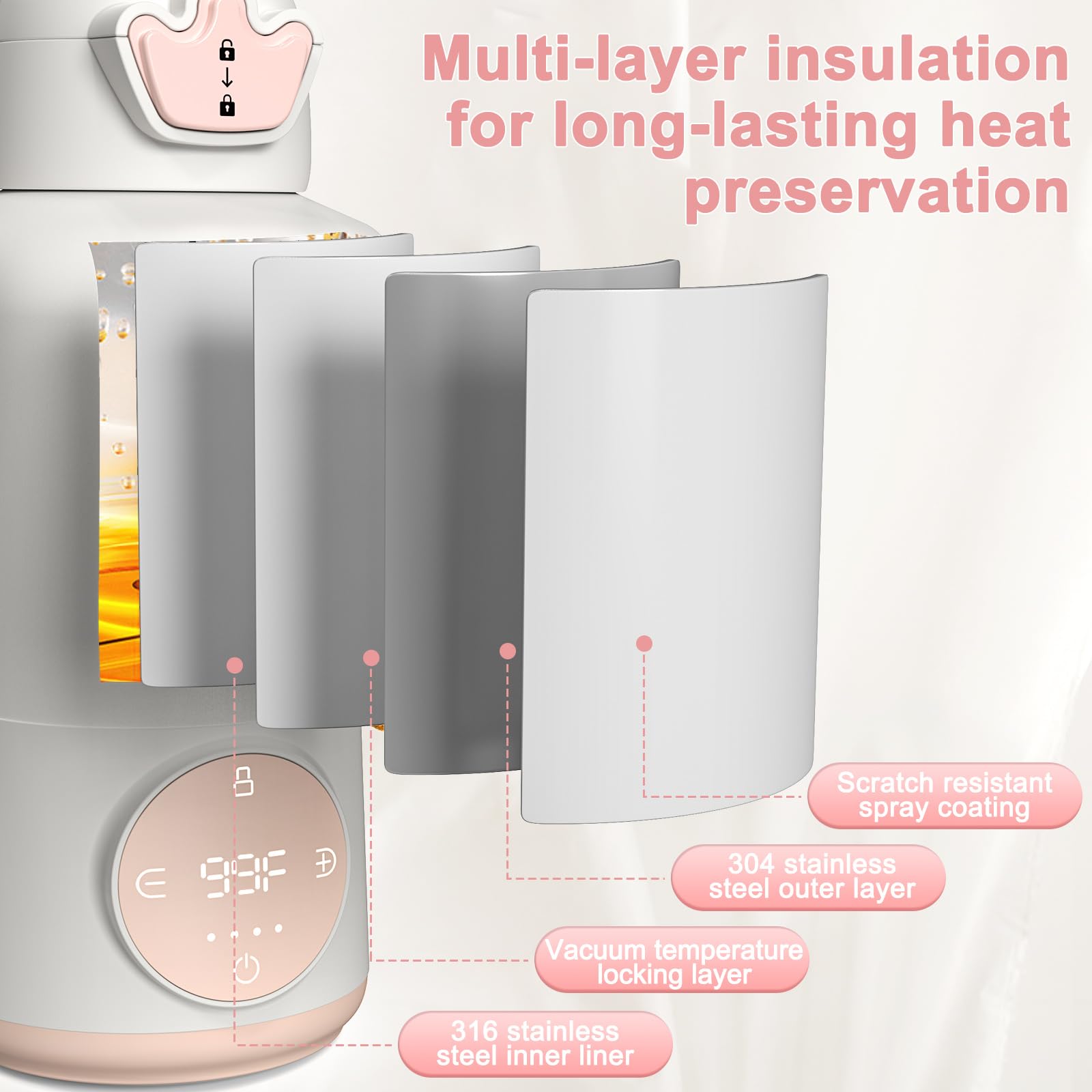 Portable Baby Bottle Warmer - 15oz Rechargeable Formula & Breastmilk Warmer for Travel, Cars, Airplanes - Perfect for On-the-Go Parents, Outdoor Adventures & Quick Heating Anywhere