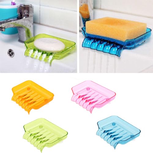 Shower Soap Holder with Suction Cup - Drainable Soap Storage Case, Soap Tray & Sponge Organizer for Bathroom - Perfect for Shower, Bathtub, and Kitchen Sink