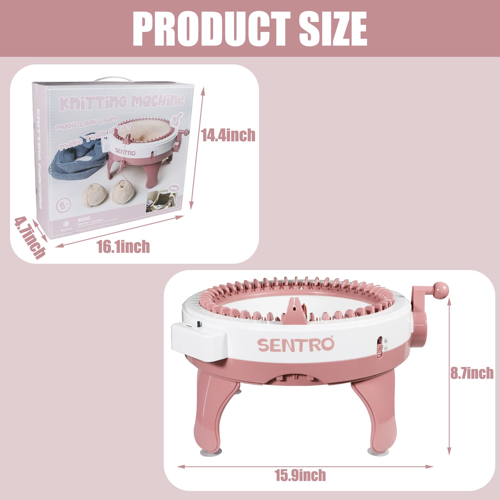 SGQCAR 48 Needle Knitting Machine with Row Counter - 2 Knitting Modes (Plain & Ring Weaving) - Double Loom Knitter for Adults & Kids - Perfect for DIY Sweaters, Hats, and Scarves at Home