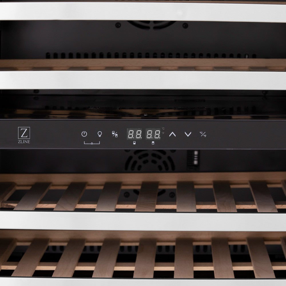 ZLINE 24 Inch Stainless Steel Dual Zone Wine Cooler - 44 Bottle Capacity for Home Bar, Kitchen & Dining Room | RWV UD 24 Model | Perfect for Wine Enthusiasts & Entertaining Guests