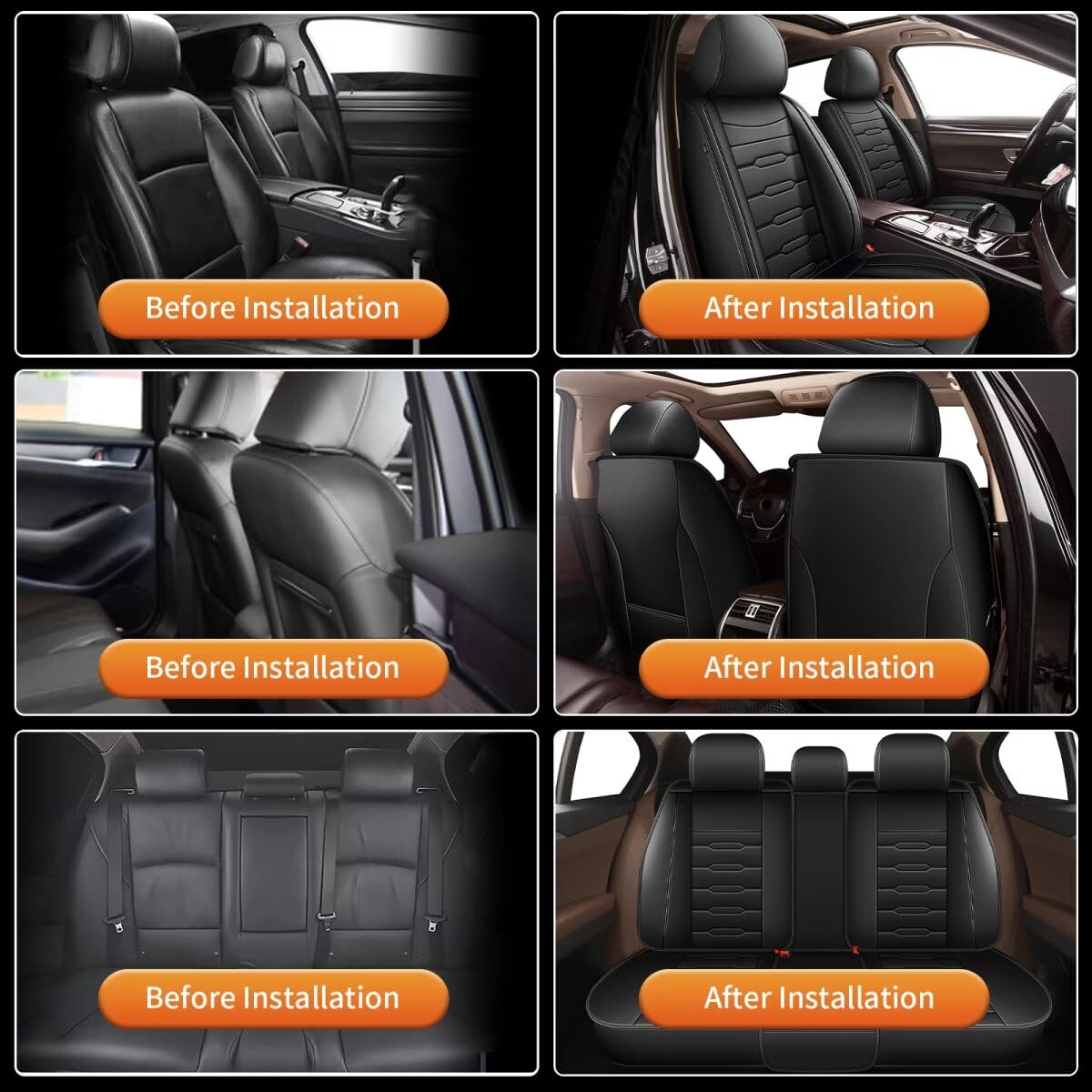 Premium Faux Leather Car Seat Covers for 2019-2025 Chevrolet Blazer - Custom Fit Waterproof Front & Rear Seat Protectors (2 Rows 5 Seats, Black) | Perfect for Road Trips, Daily Commutes & Family Protection