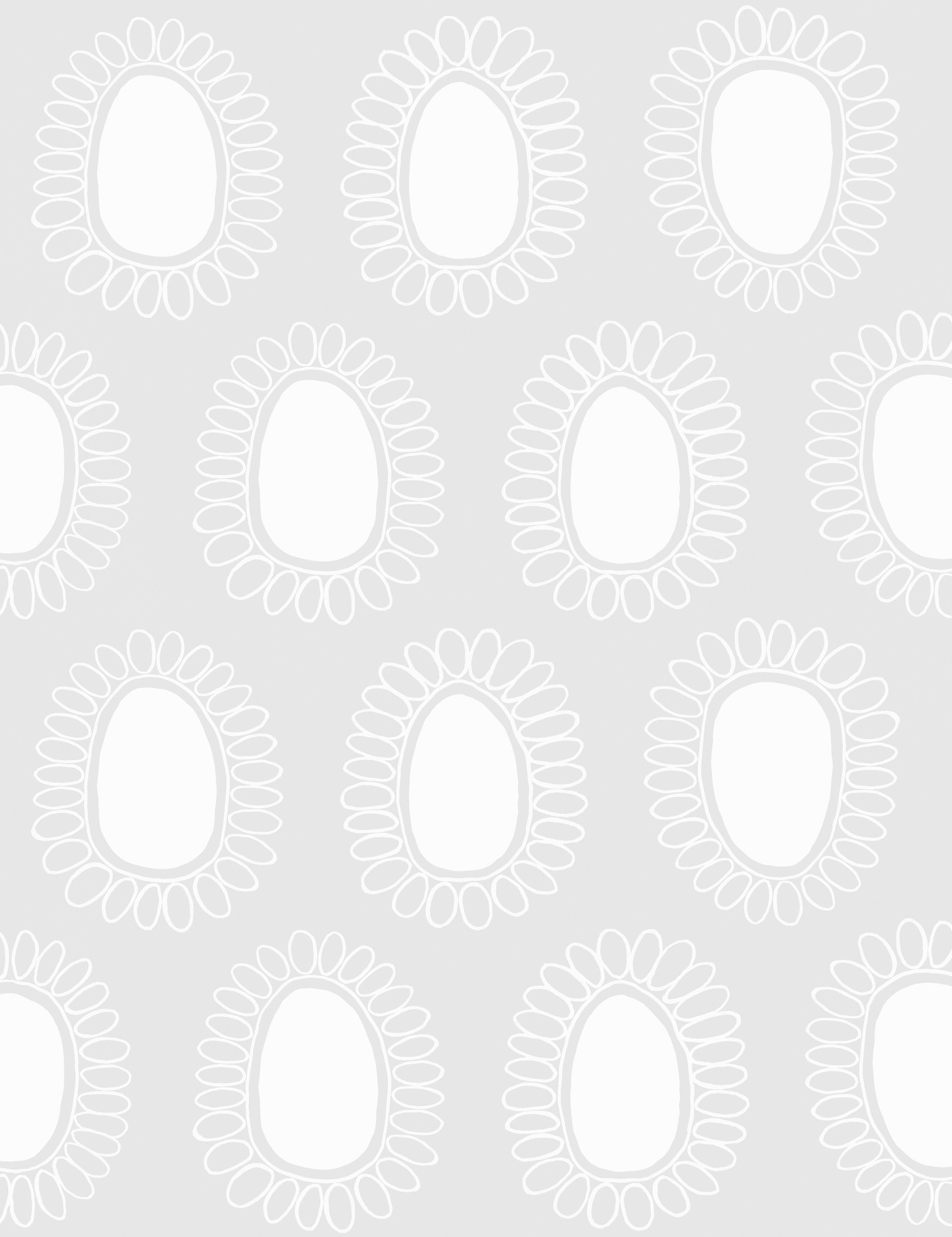 Susan Hable Swatch Gray Garden Flower Wallpaper - Peel and Stick Removable Wallpaper for Bedroom, Nursery, Living Room Decor
