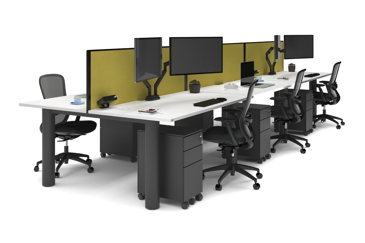 Quadro Cylinder Leg 6-Person Office Workstation Desk - 1800L x 800W with Cable Management - Modern Office Furniture for Collaborative Workspaces & Team Meetings