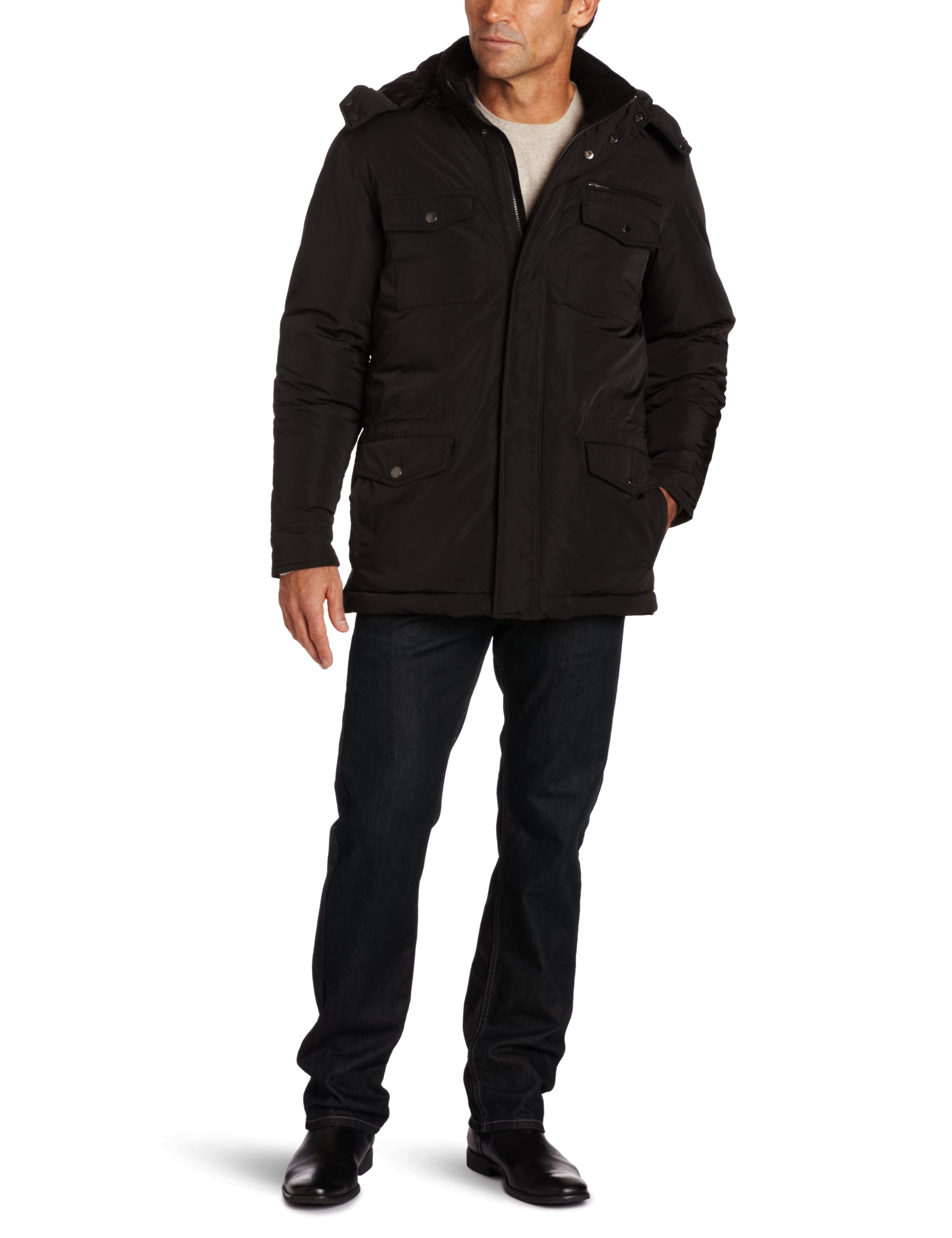 Perry Ellis Men's Lightweight Polyester Waterproof Parka Jacket - Windproof Winter Coat for Outdoor Activities & Casual Wear