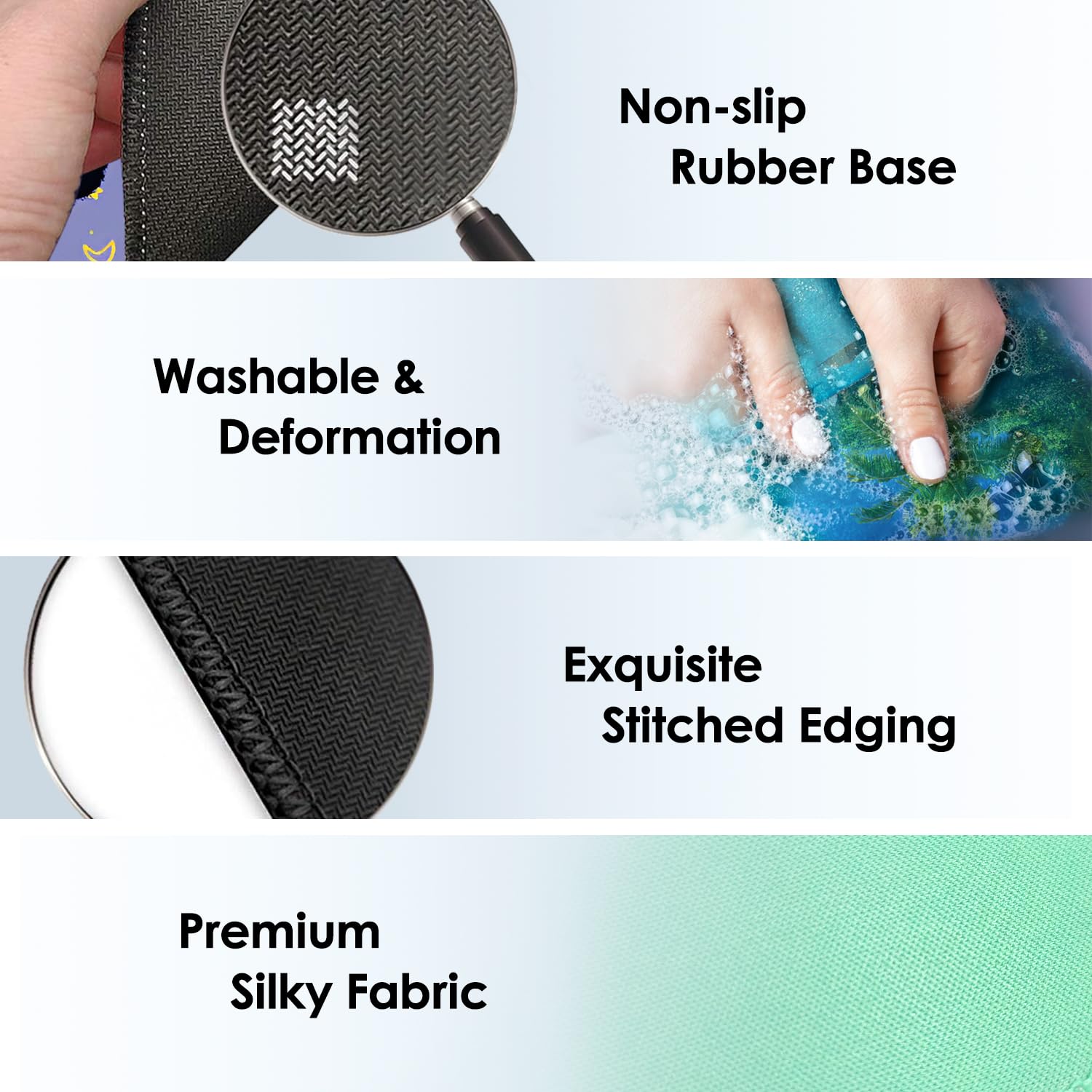 Premium Non-Slip Square Mouse Pad with Stitched Edge - Washable Cloth Surface & Rubber Base - 9.25x7.75x0.12 inches (Flower Pattern) - Perfect for Office, Gaming, and Laptop Use