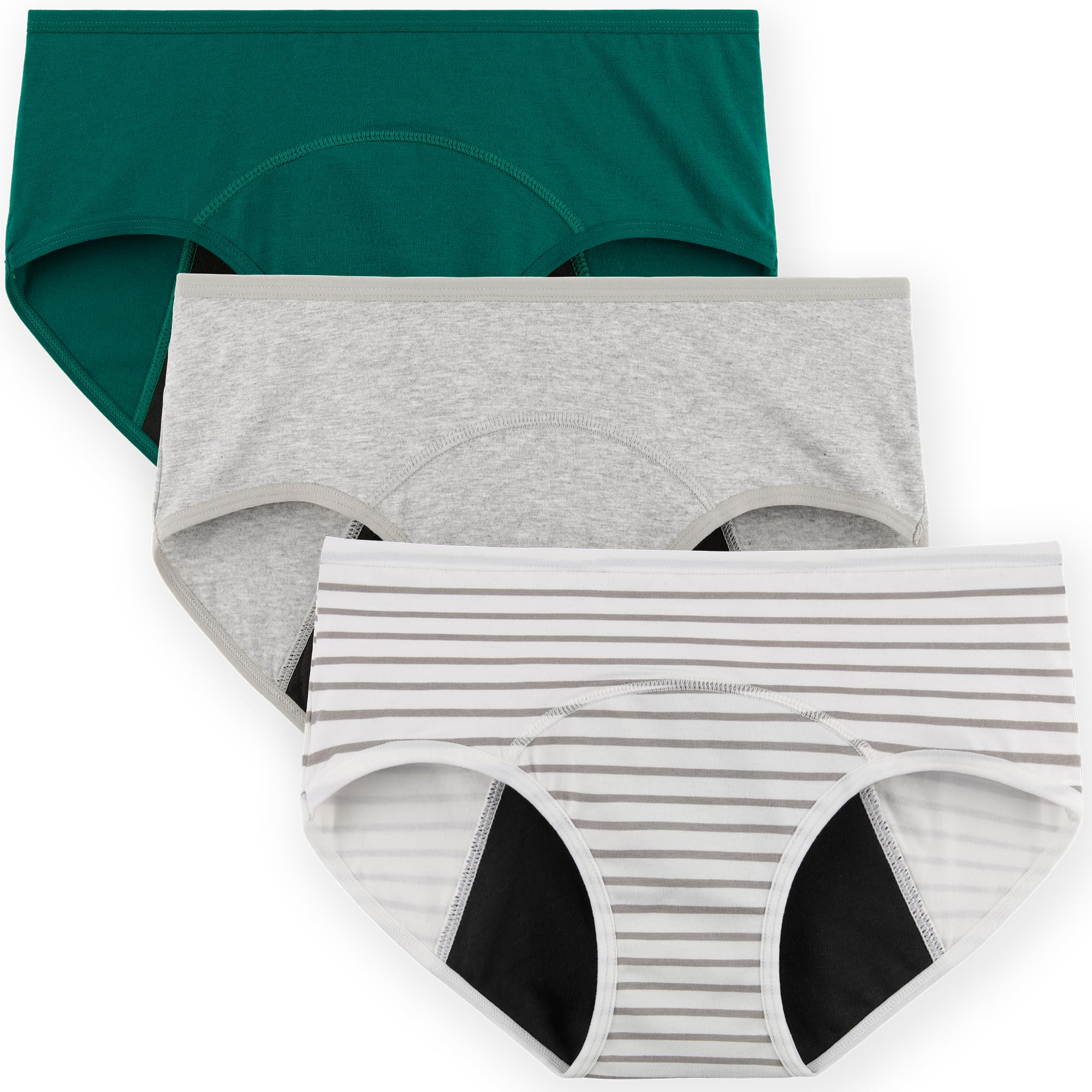 INNERSY Women's Period Underwear - 3 Pack Absorbent Hipster Panties for Postpartum, Teens & Menstrual Leak Protection | Comfortable & Reusable for Daily Wear, Overnight & Active Lifestyles