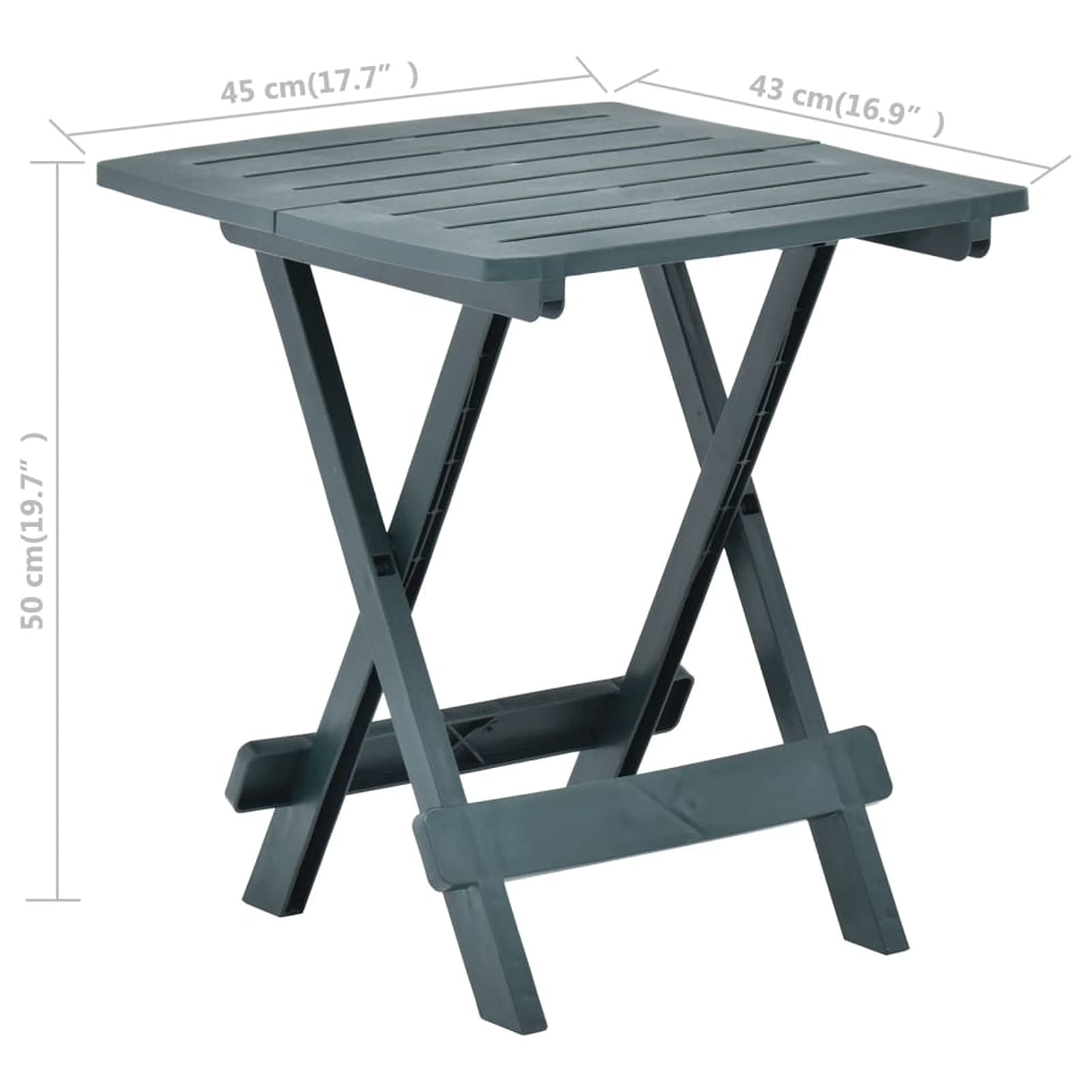 Compact Folding Patio Table - Weatherproof Steel Outdoor Side Table with Plastic Top (17.7