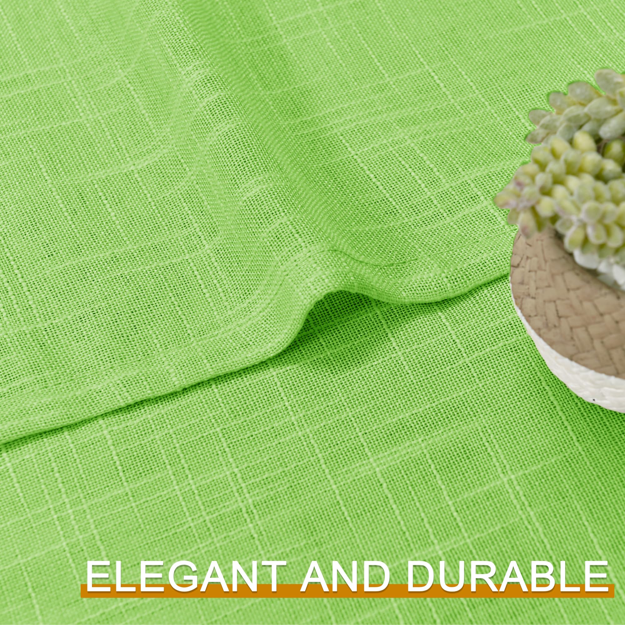 DWCN Green Sheer Curtains - Faux Linen Textured Weave Rod Pocket Window Panels (Set of 2, 52x63 Inches) for Living Room, Bedroom & Office - Light Filtering Semi Voile Drapes for Privacy & Natural Light