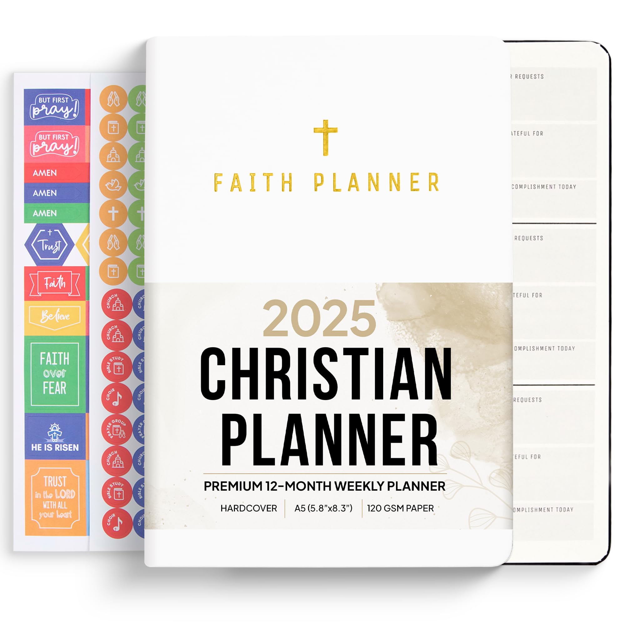2025 Christian Planner - Bible & Prayer Journal for Women & Men | Weekly & Monthly A5 Planner | Perfect for Daily Devotion & Worship