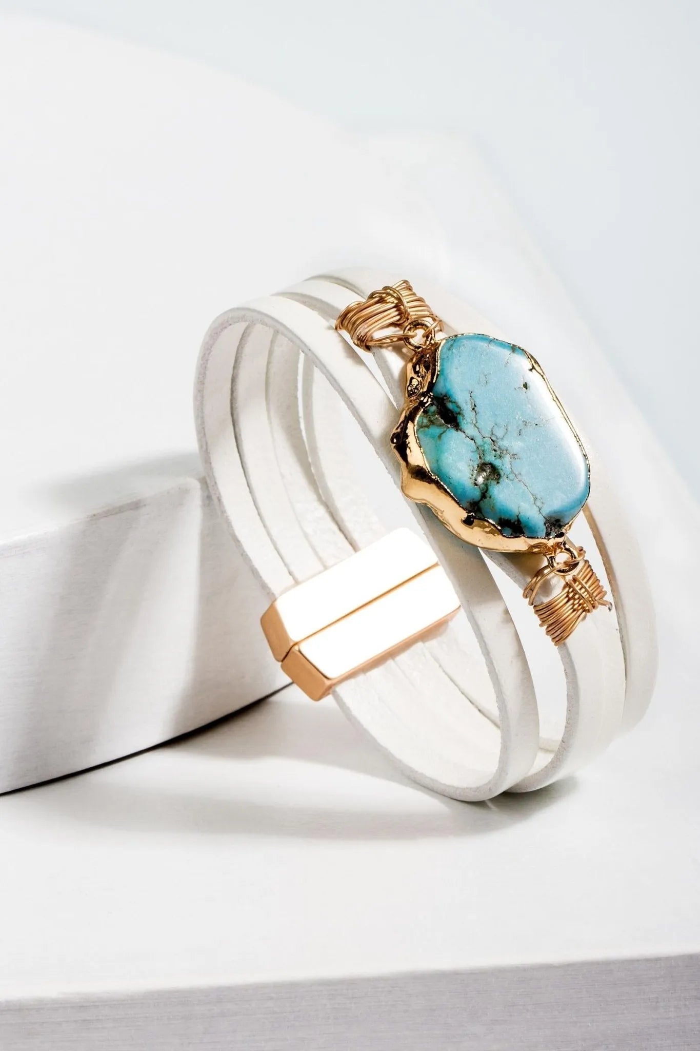 Turquoise Dream Genuine Leather Bracelet for Women - Boho Chic Handmade Jewelry for Casual & Festival Wear