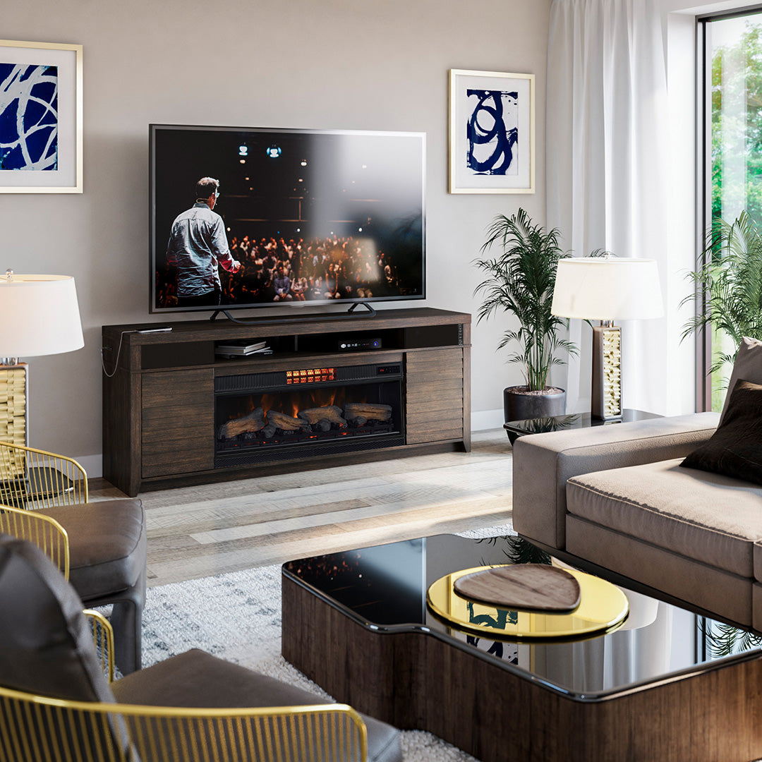 McCalloway Modern TV Stand with Electric Fireplace - Stylish Entertainment Center for Living Room, Bedroom & Home Theater