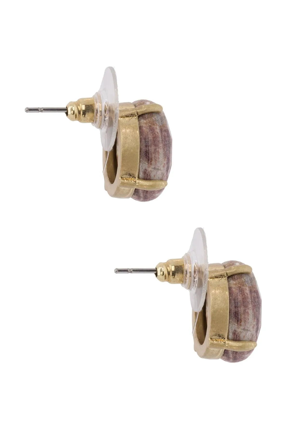 Natural Stone Brass Stud Earrings for Women - Handmade Boho Dainty Jewelry - Perfect for Everyday Wear, Gifts & Special Occasions