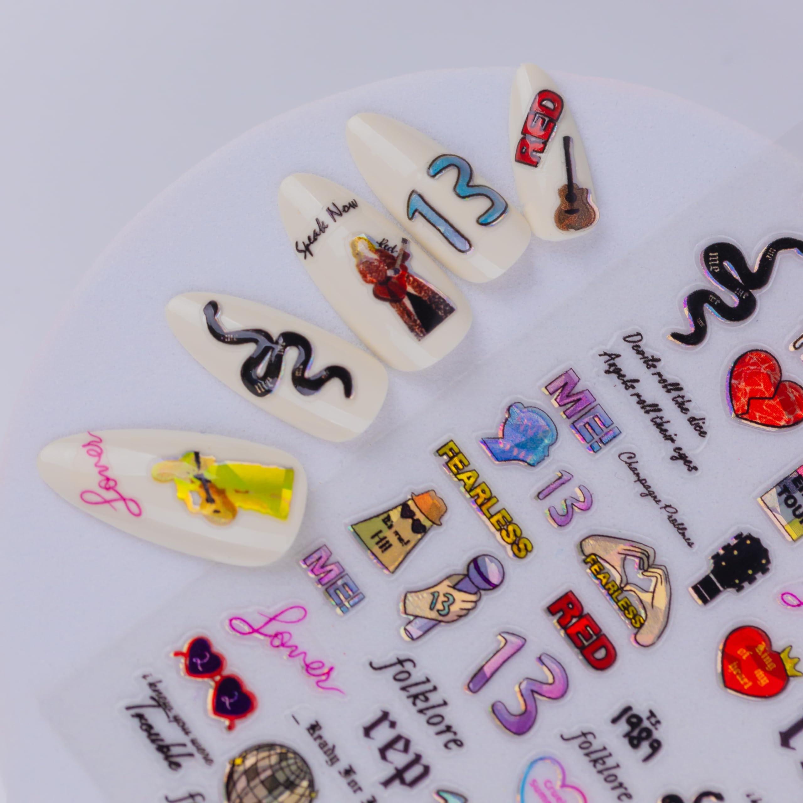 4 Sheets Cute Nail Art Stickers - Self Adhesive Kawaii Nail Decals for DIY Manicure, Women & Girls Nail Supplies (Style 1) - Perfect for Parties, Weddings, and Daily Nail Art Designs